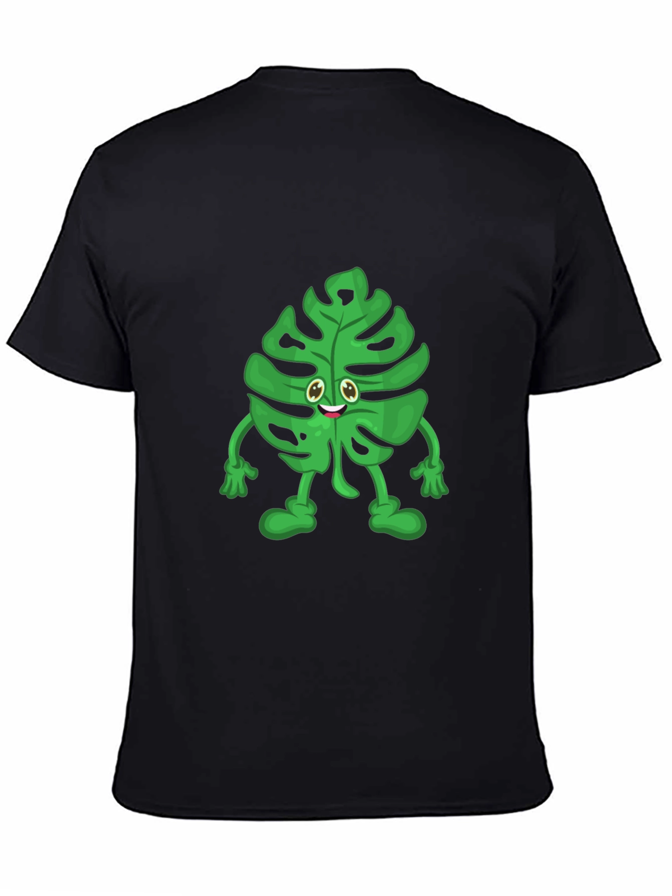 Black Funny Monstera Plant T-Shirt - Cute Cartoon Graphic Tee view 4