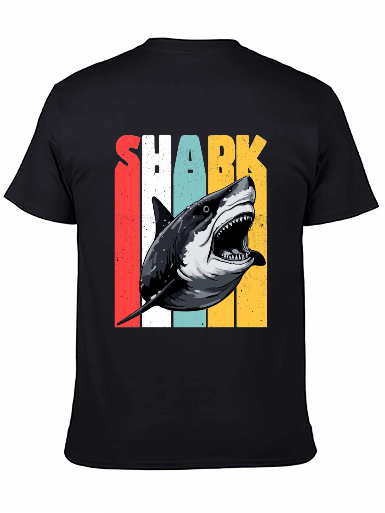 Black Shark Graphic T-Shirt - Retro Style Print view 4
