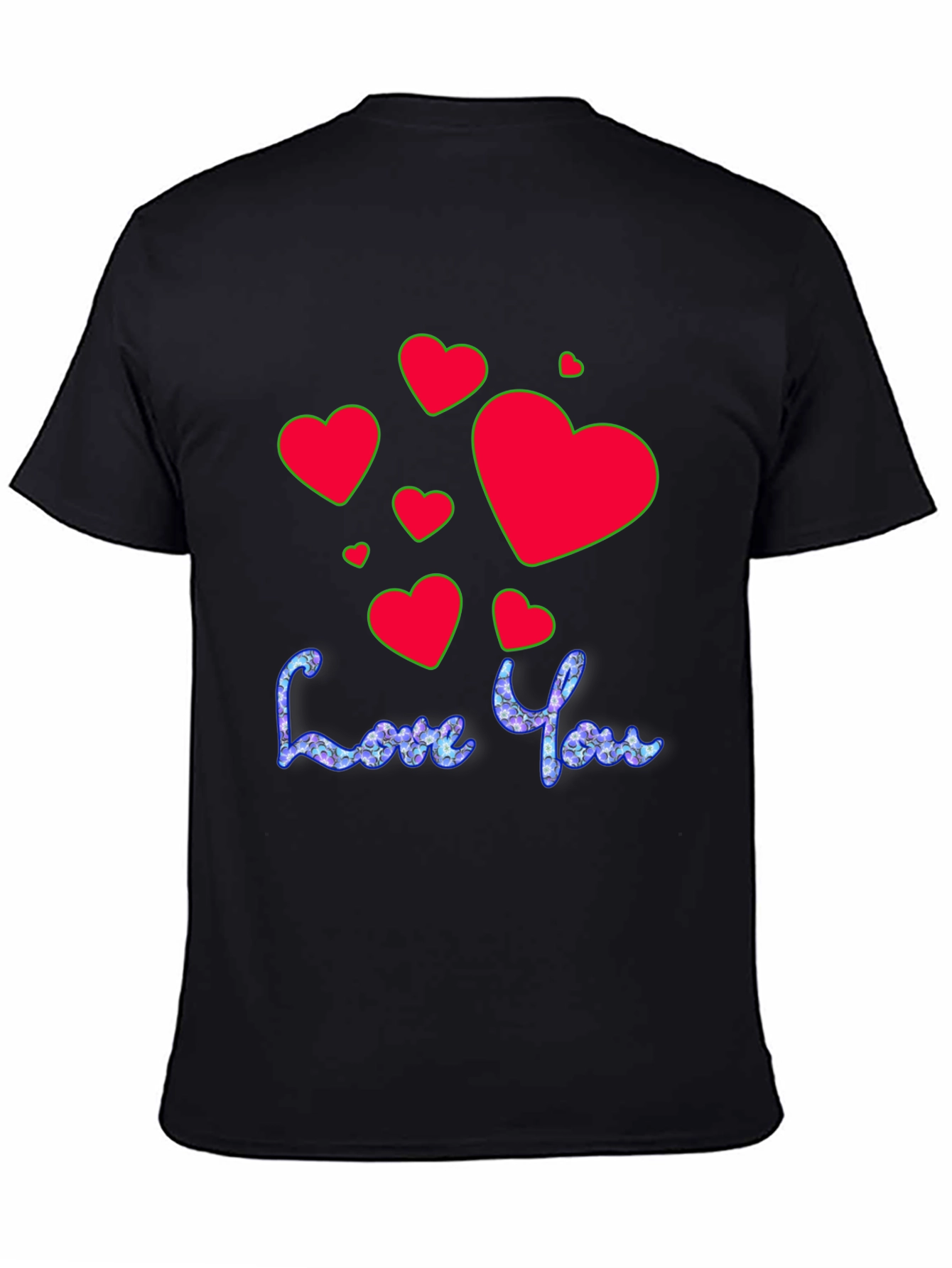 Black Love You T-Shirt - Red Heart Valentine's Day Tee view 4