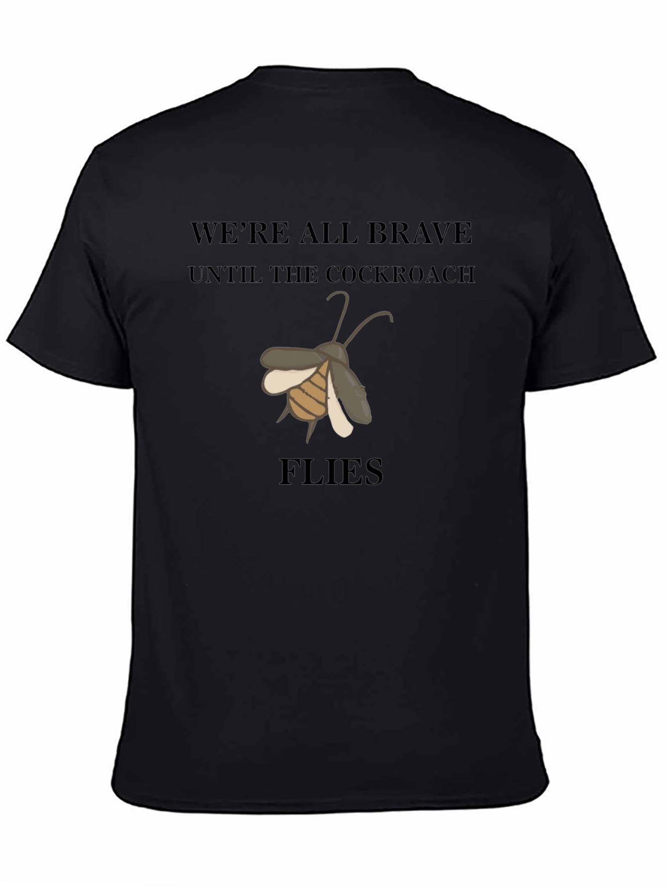 Black Funny Cockroach Flies Graphic Black T-Shirt view 4