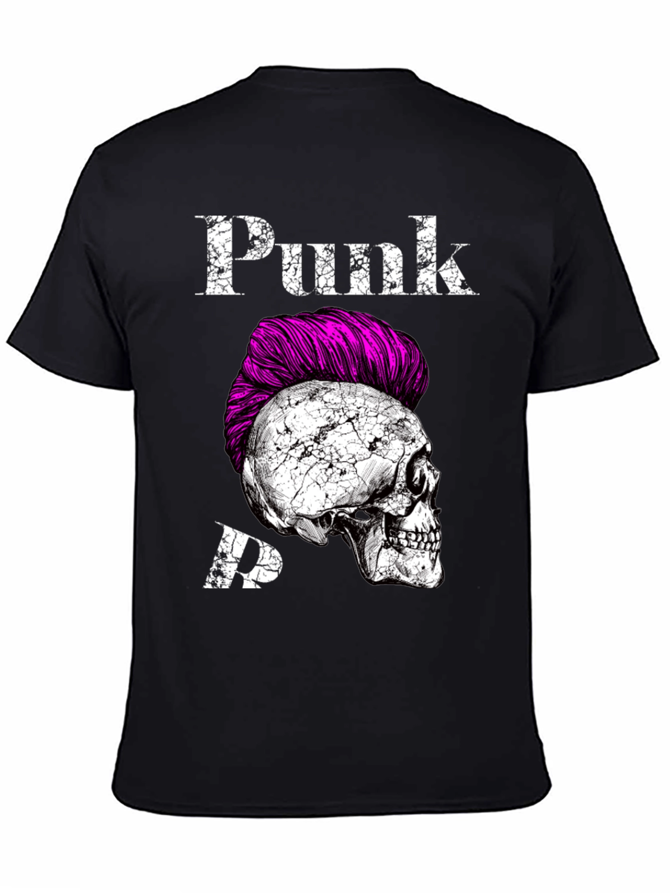 Black Punk Skull Graphic Tee - Edgy Fashion Statement view 4