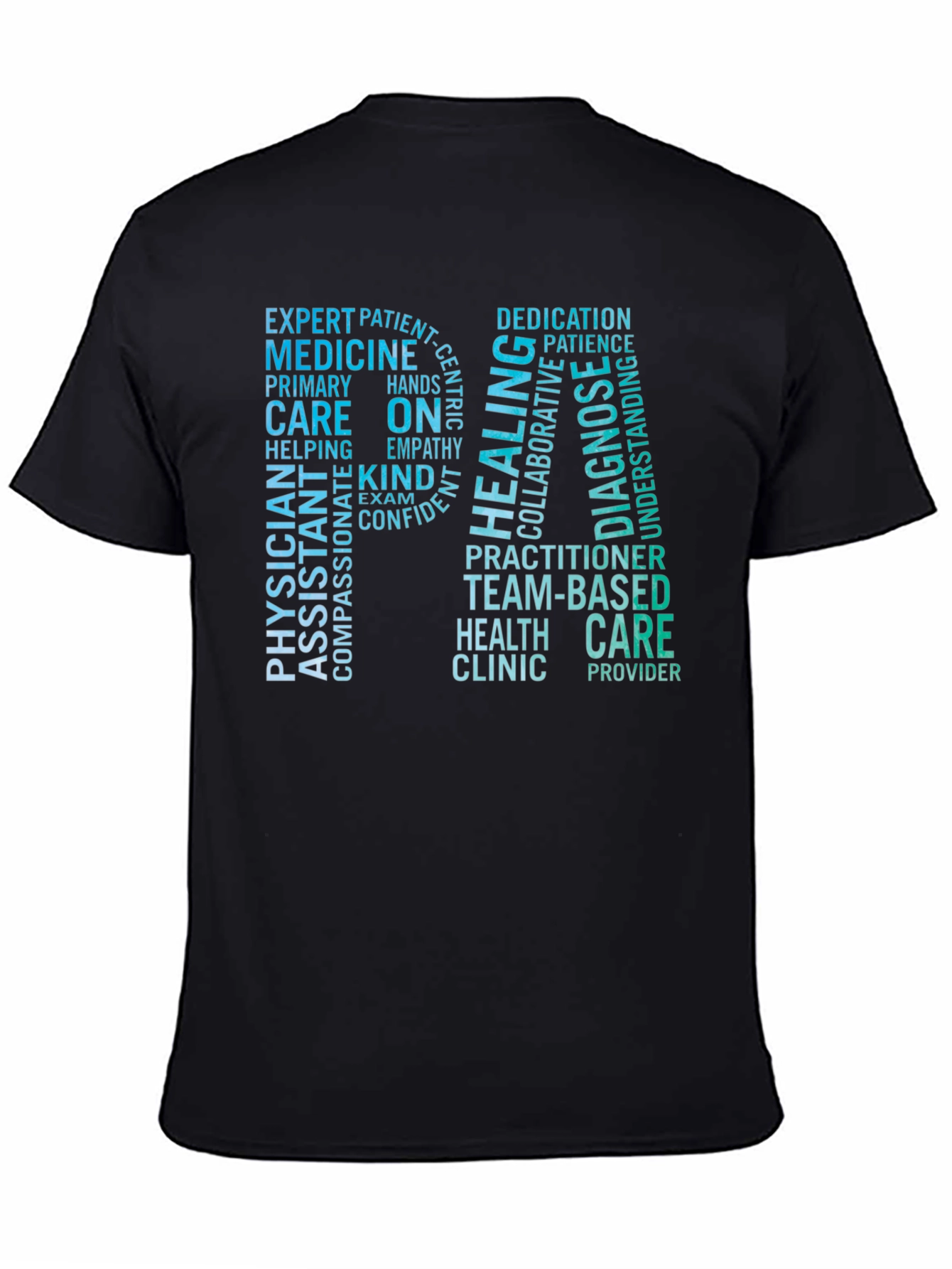 Black RN Word Cloud T-Shirt - Medical Professional Tee view 4