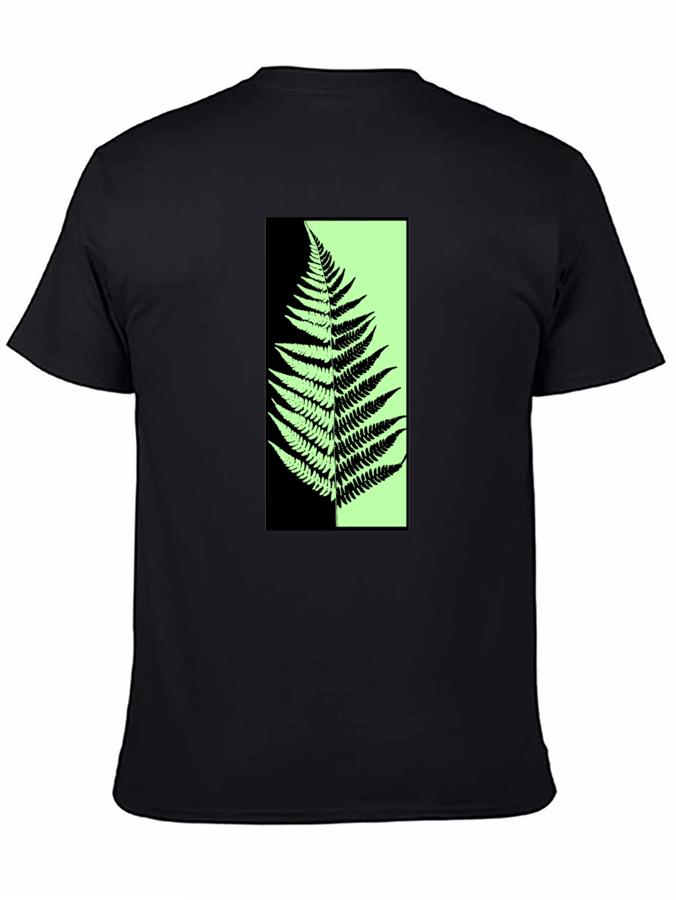 Black Abstract Fern Graphic Print Black T-Shirt view 4