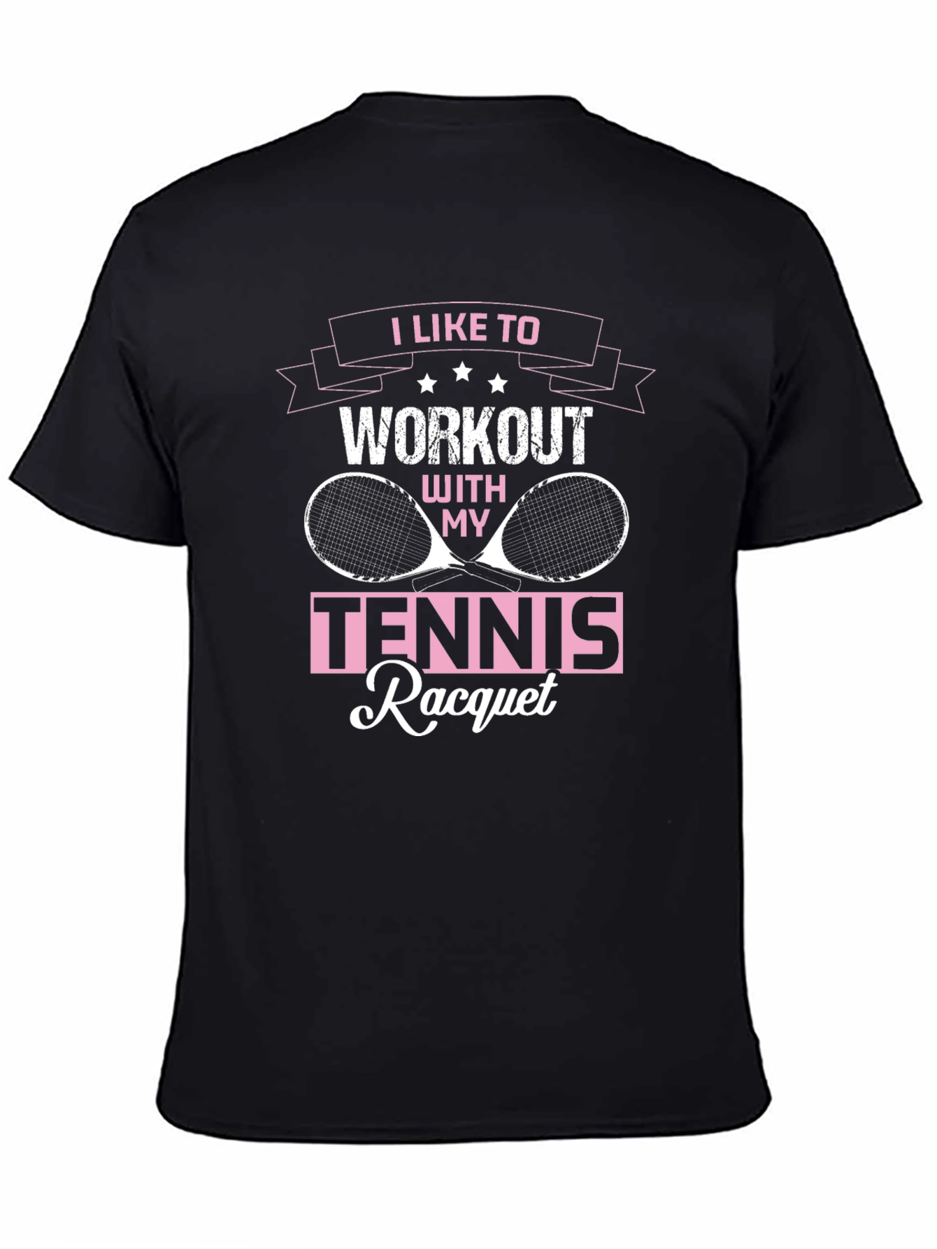Black Tennis Racquet Workout T-Shirt view 4