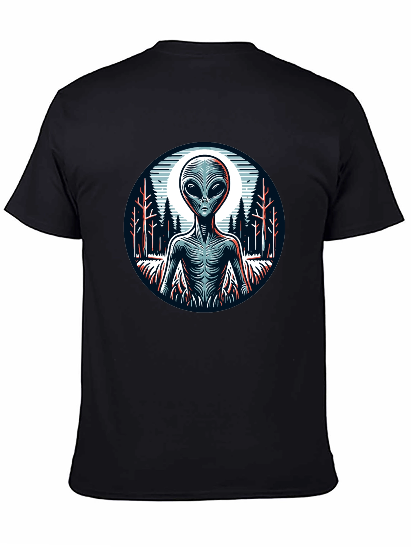 Black Alien Graphic Print Black T-Shirt view 4