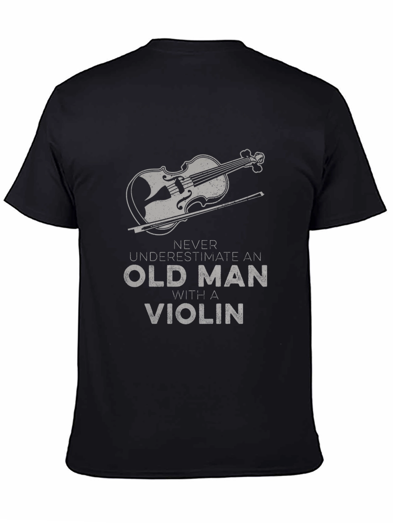 Black Old Man Violin T-Shirt - Black view 4