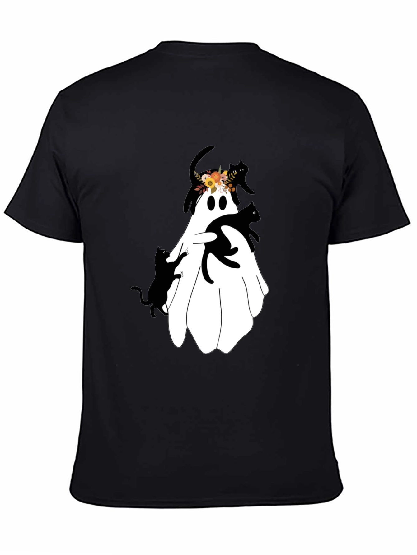 Black Ghost and Cats Graphic Tee view 4