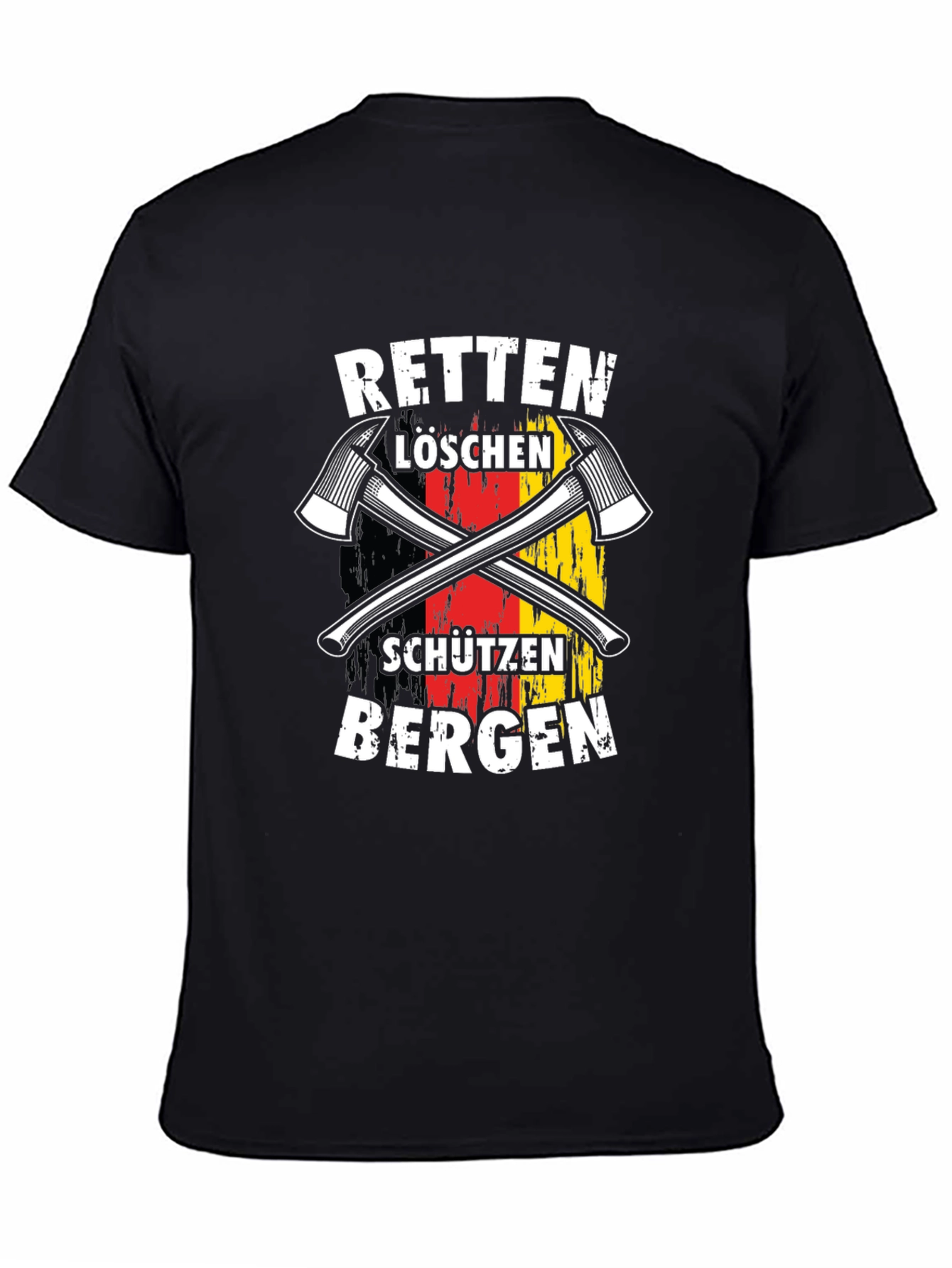 Black German Firefighter T-Shirt - Rescue & Protect view 4