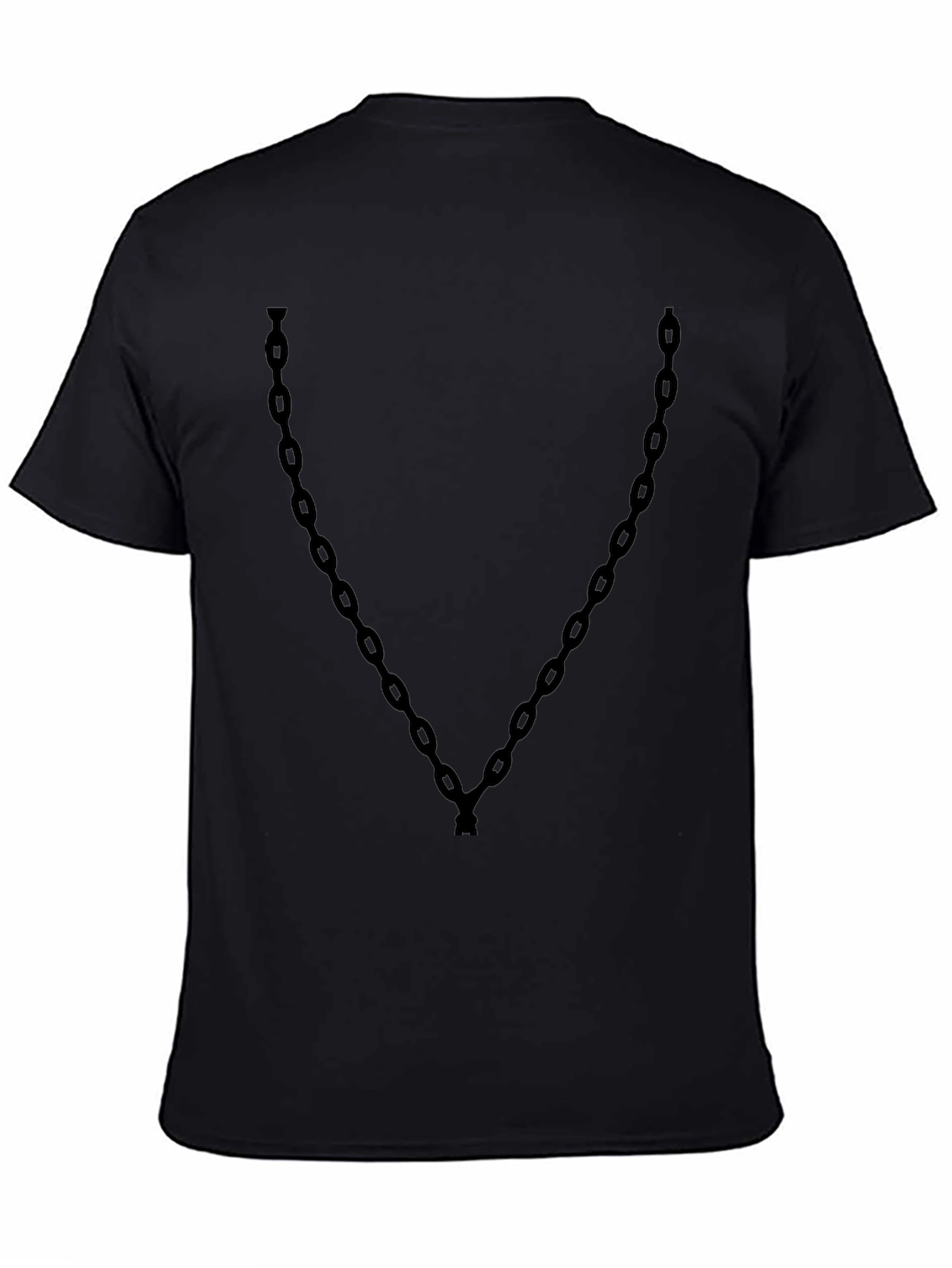 Black Men's Black Chain Graphic Tee - Casual Style view 4
