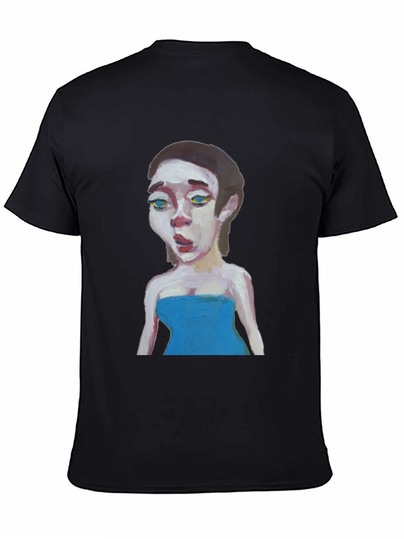 Black Painted Portrait Graphic Tee - Unique Art Shirt view 4
