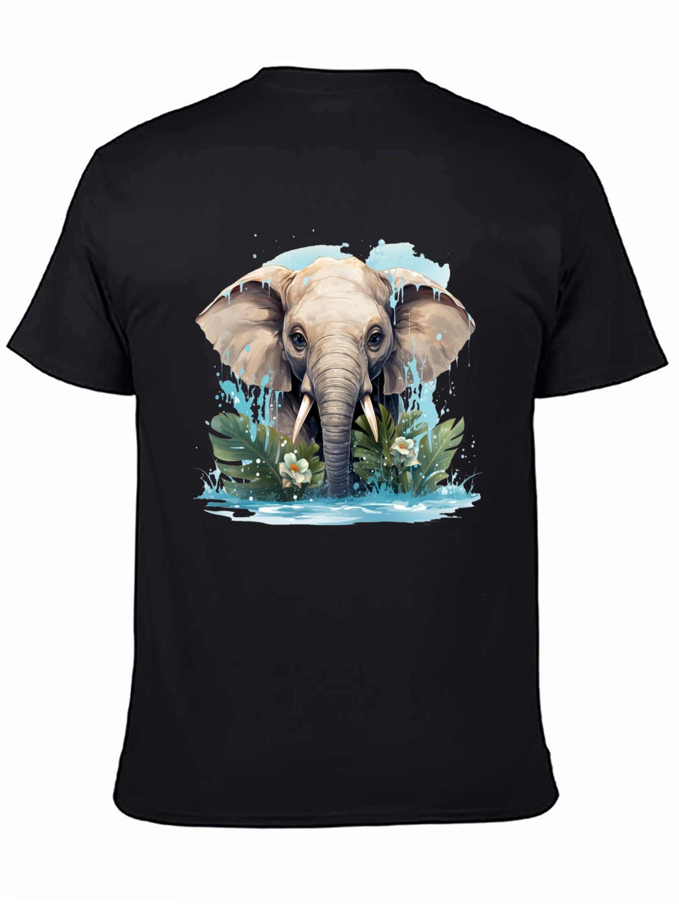 Black Elephant Graphic Tee - Black, Nature Inspired Design view 4