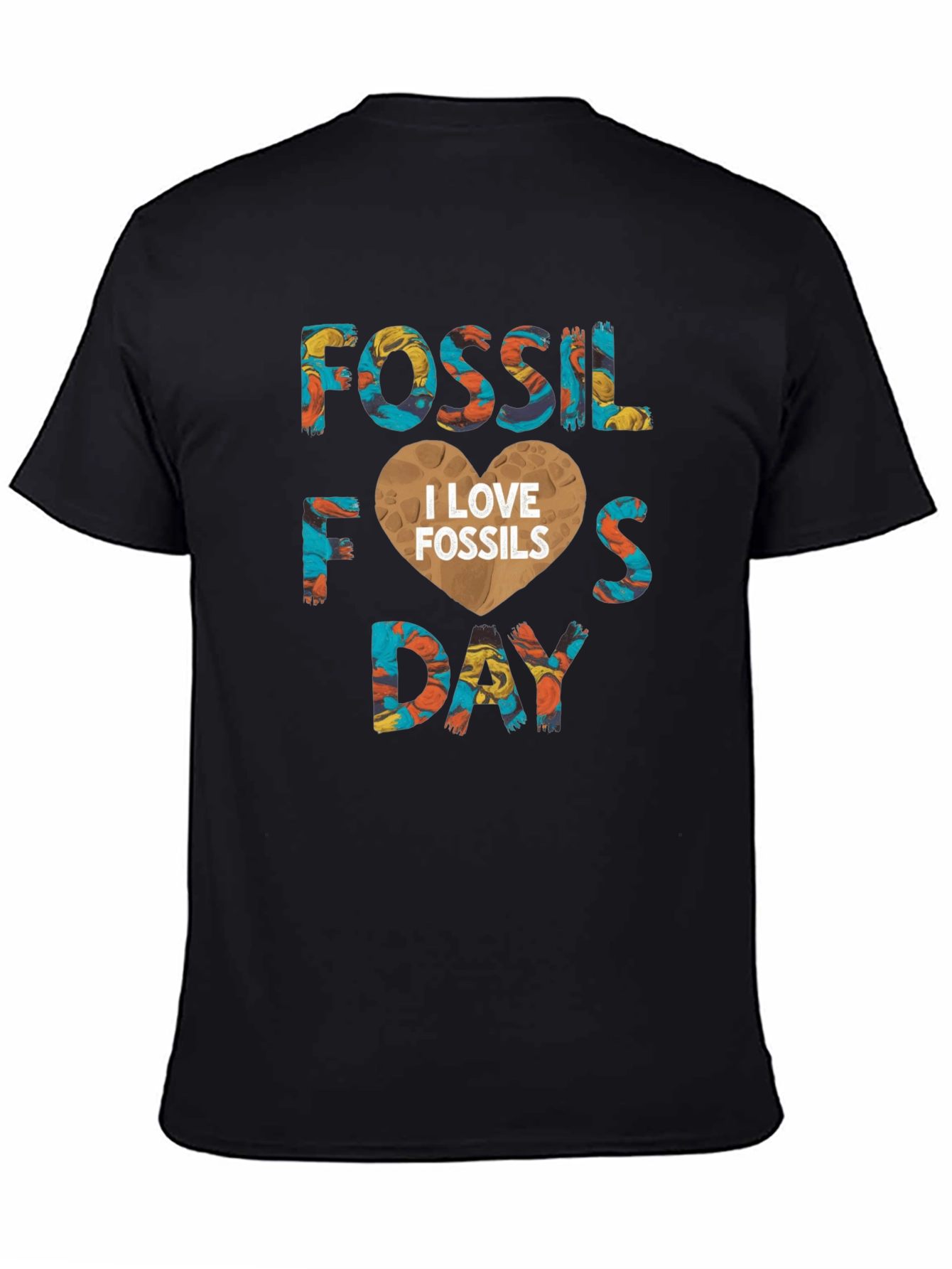 Black Fossil Day I Love Fossils Graphic Tee Shirt view 4