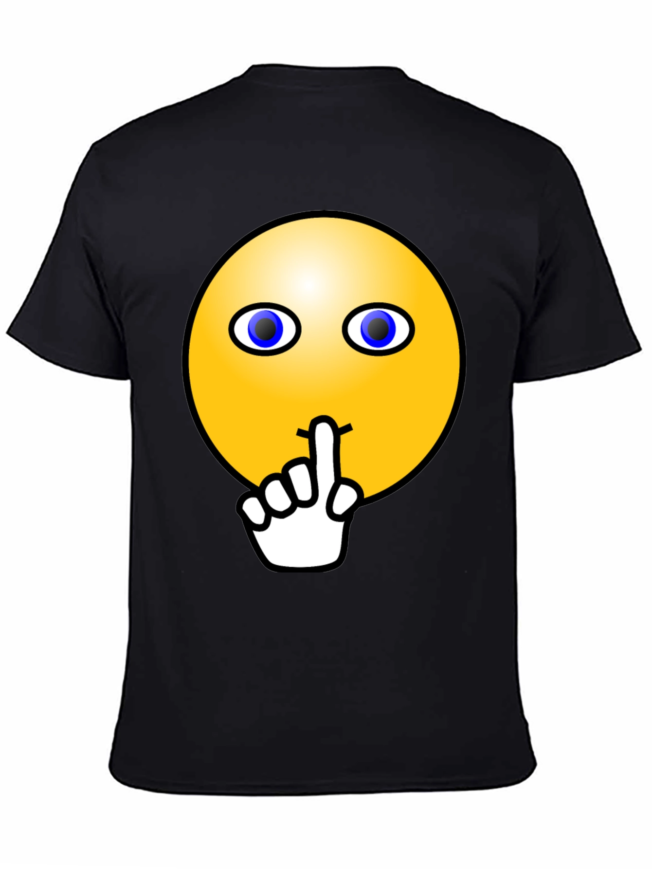 Black Shhh! Smiley Face Graphic Tee - Black Cotton T-Shirt view 4
