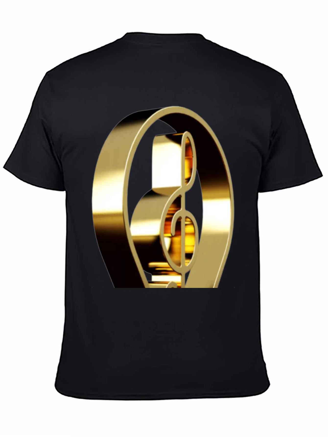Black Golden Treble Clef Graphic Tee view 4