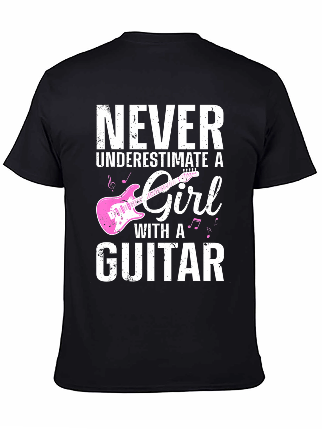 Black Never Underestimate a Girl With a Guitar T-Shirt view 4
