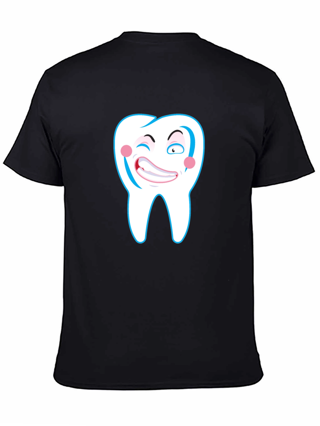 Funny Tooth Graphic Black T-Shirt - 4