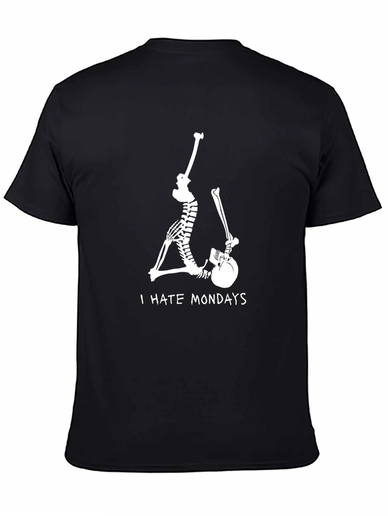 Black Skeleton 'I Hate Mondays' Black Graphic Tee view 4