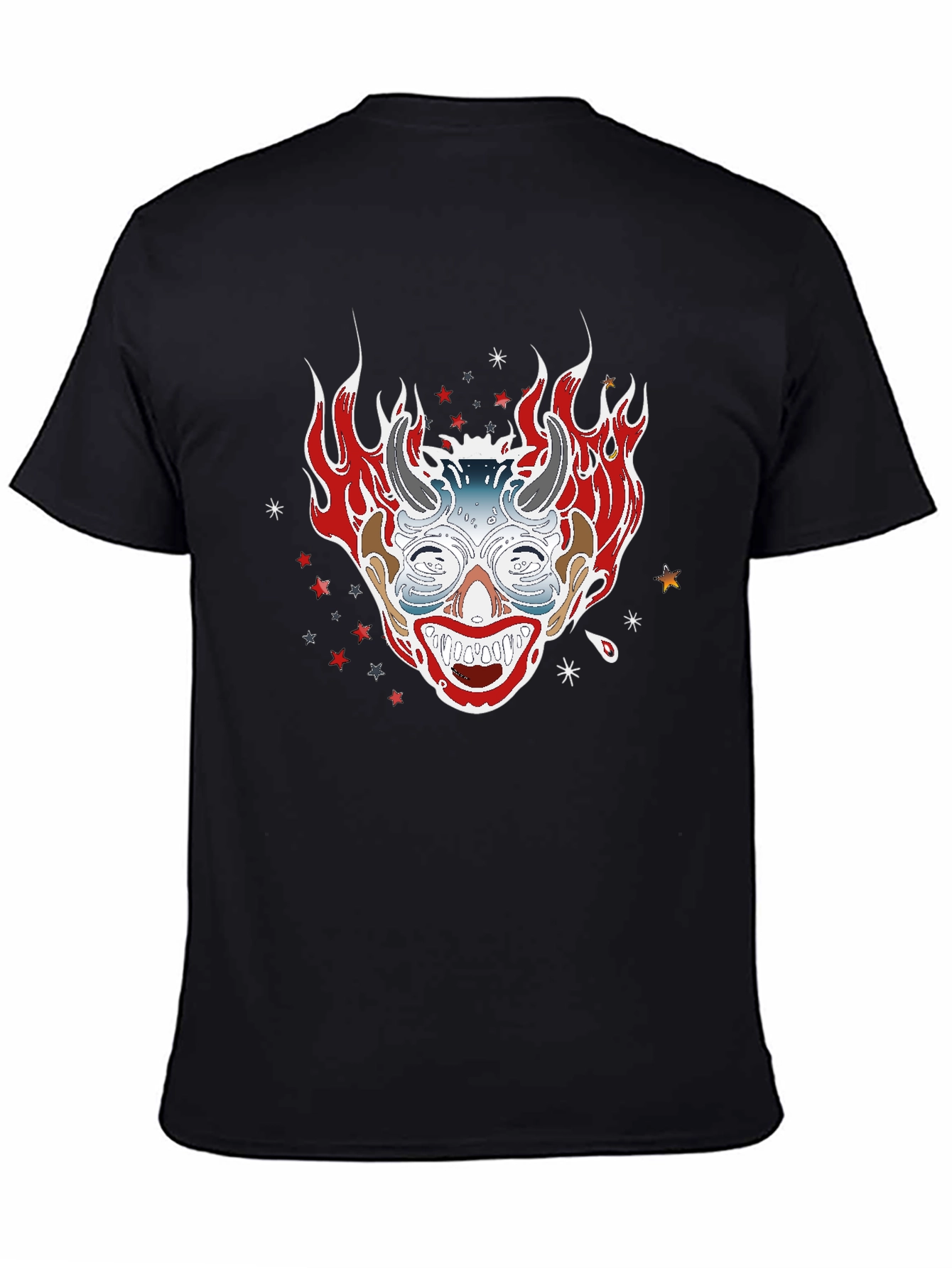 Black Fiery Clown Graphic Tee - Black view 4