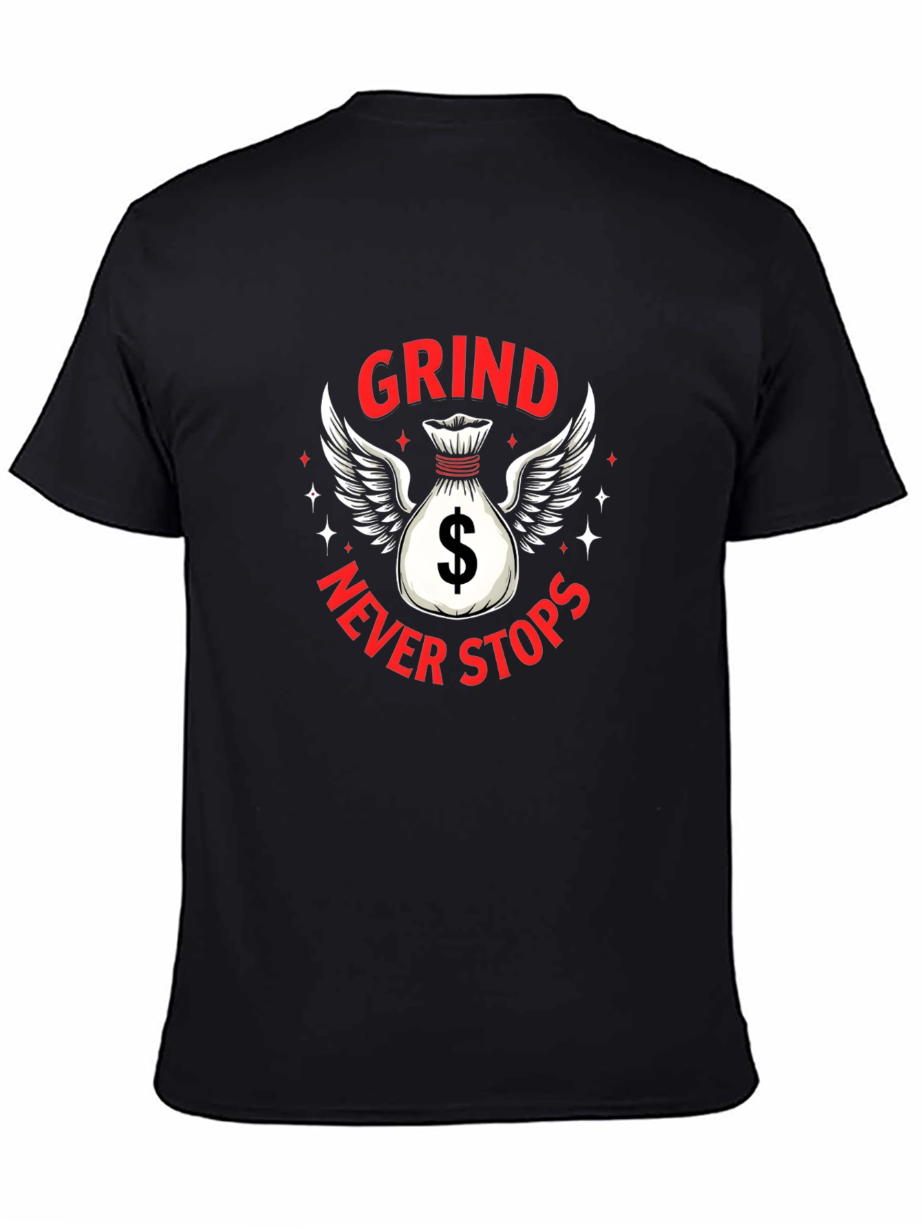 Black Grind Never Stops Black Graphic T-Shirt view 4