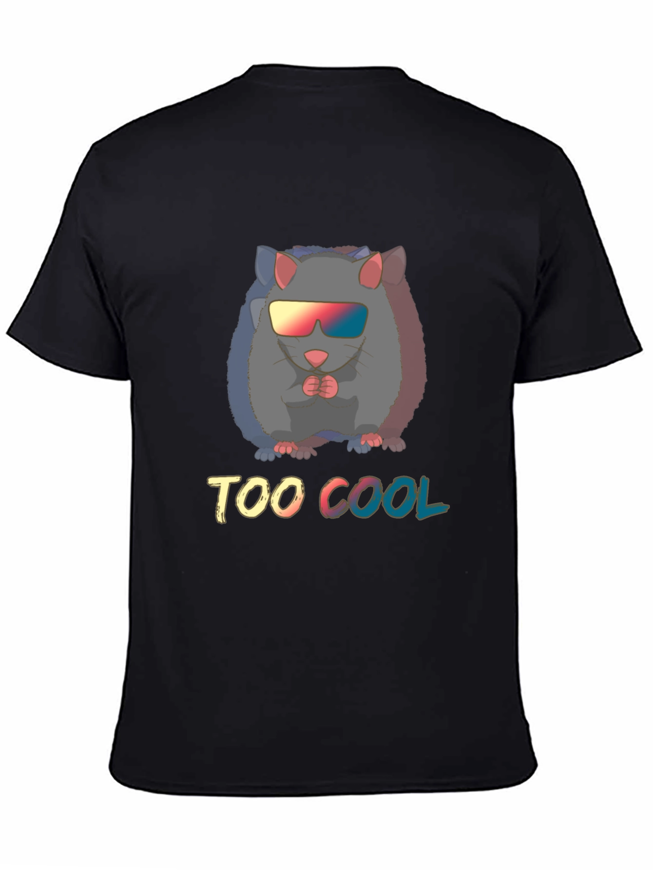 Black Too Cool Rat Graphic Tee - Unisex Cotton T-Shirt view 4