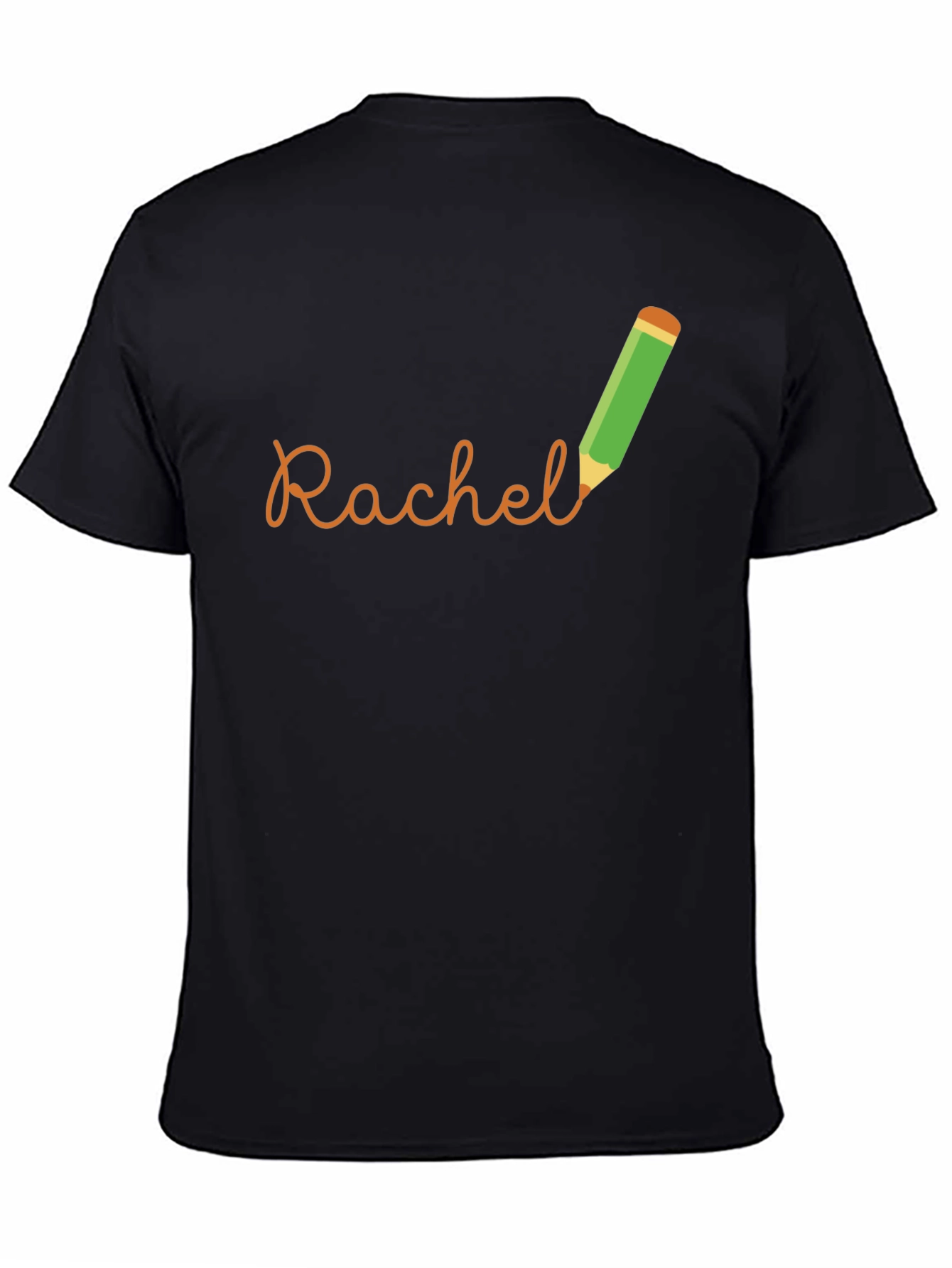Black Personalized Rachel Pencil Name T-Shirt view 4