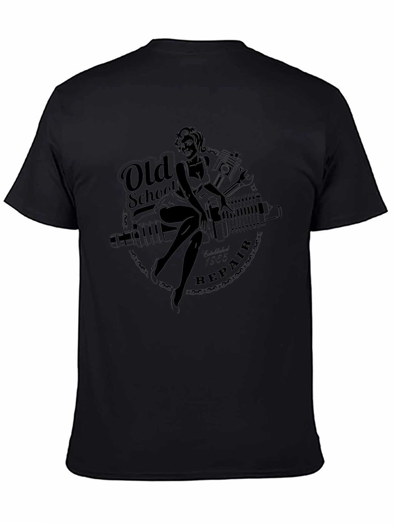 Black Old School Repair Graphic T-Shirt - Black view 4