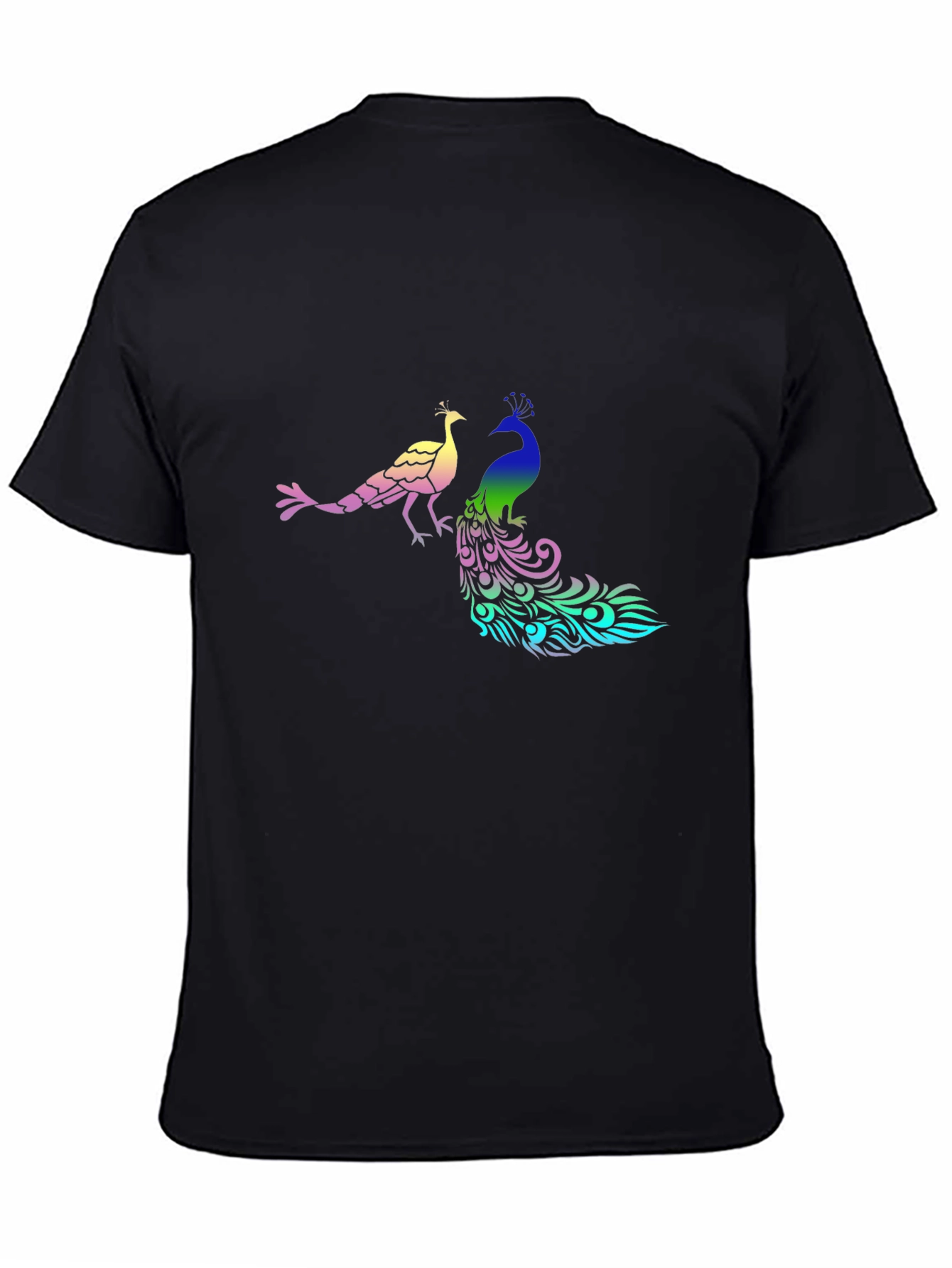 Black Peacock Graphic Print Black T-Shirt view 4