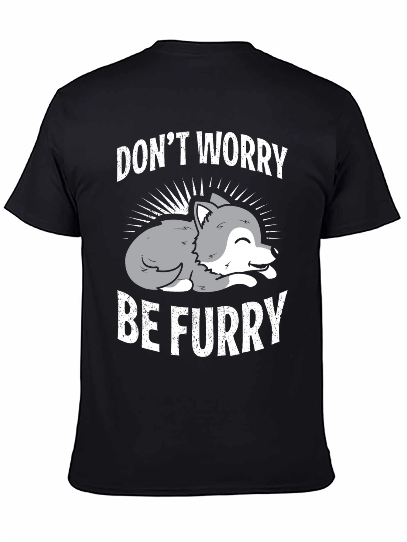 Black Don't Worry Be Furry Graphic T-Shirt view 4