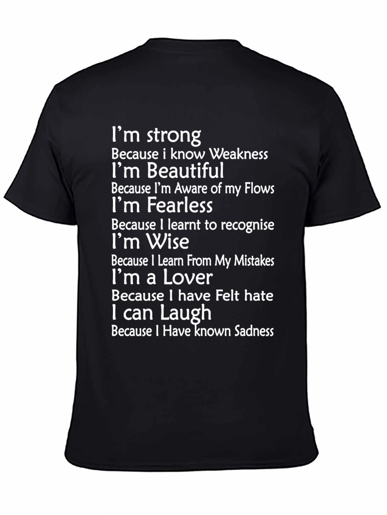 Black Inspirational Graphic Tee - Strong, Beautiful, Fearless view 4