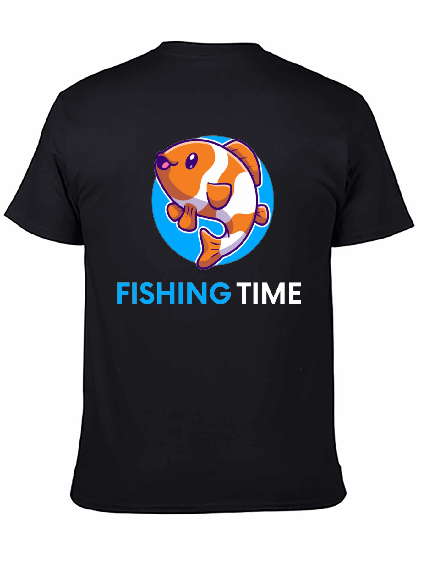 Black Fishing Time Graphic Tee - Black Cotton Shirt view 4