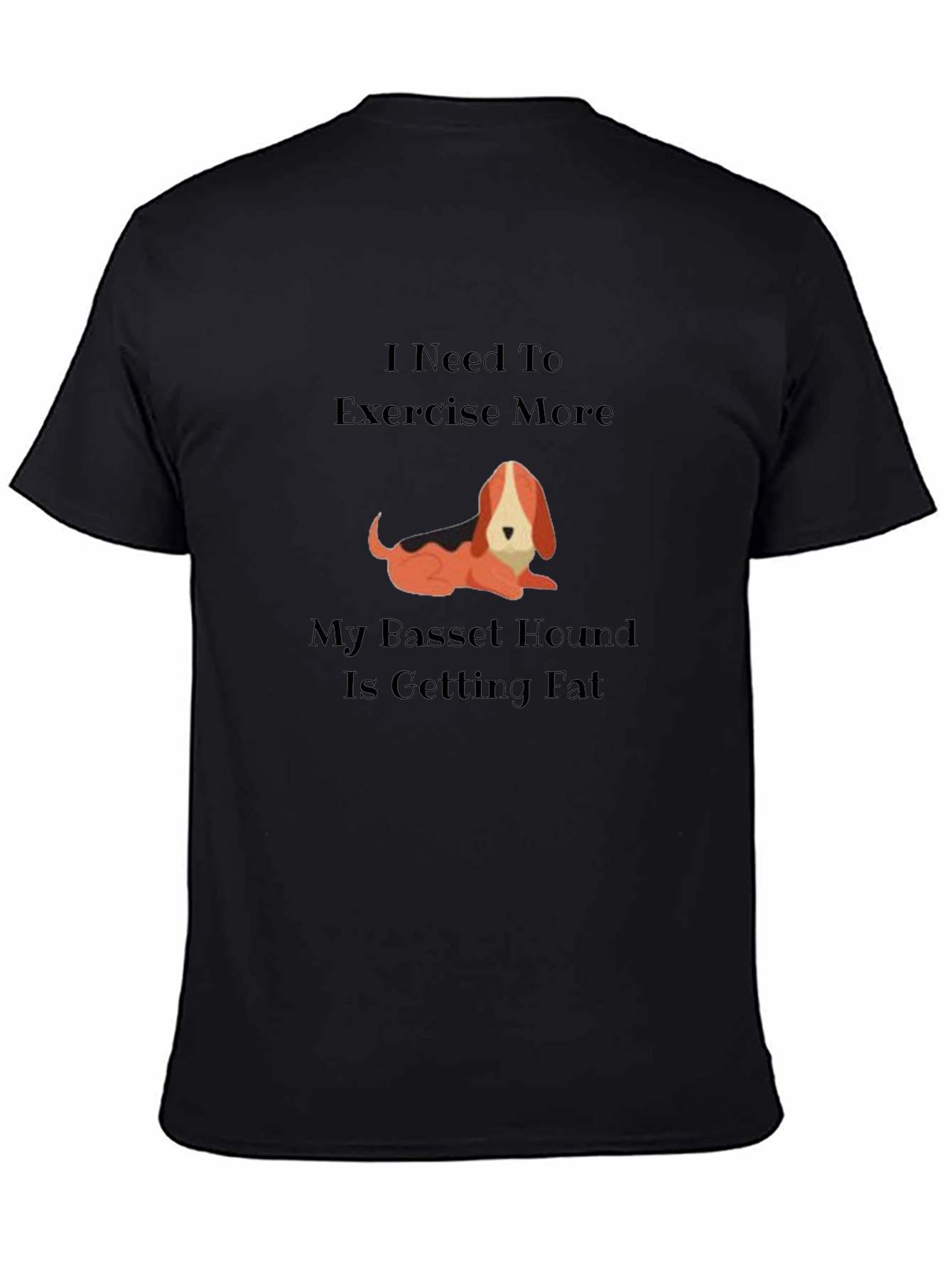 Black Funny Basset Hound Exercise Graphic T-Shirt view 4