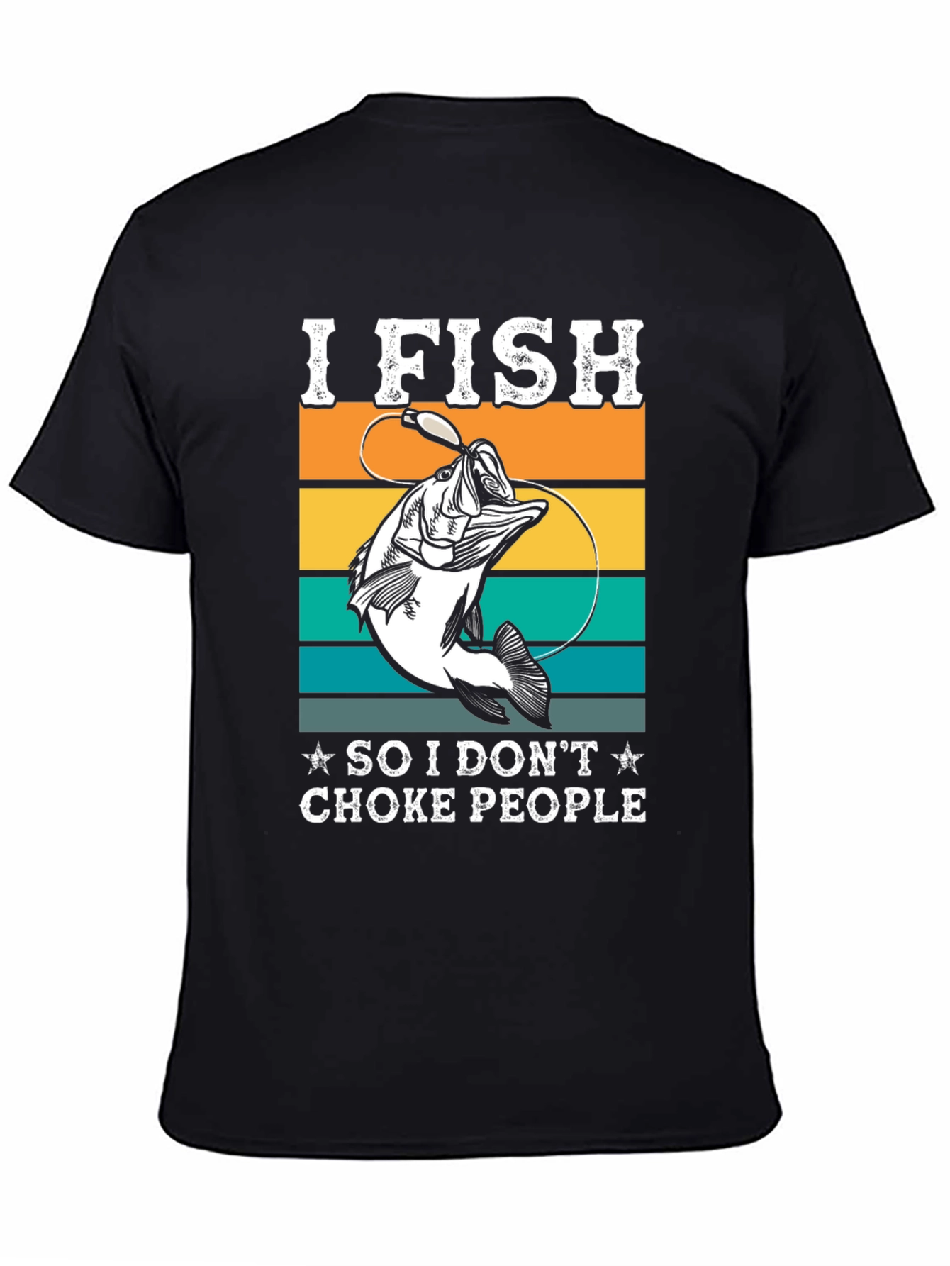 Black I Fish Funny Graphic T-Shirt view 4