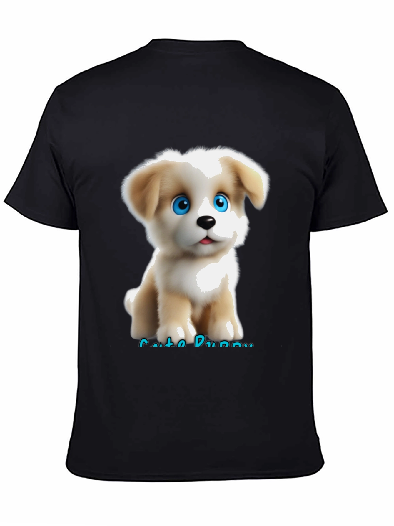 Black Cute Puppy Graphic T-Shirt view 4