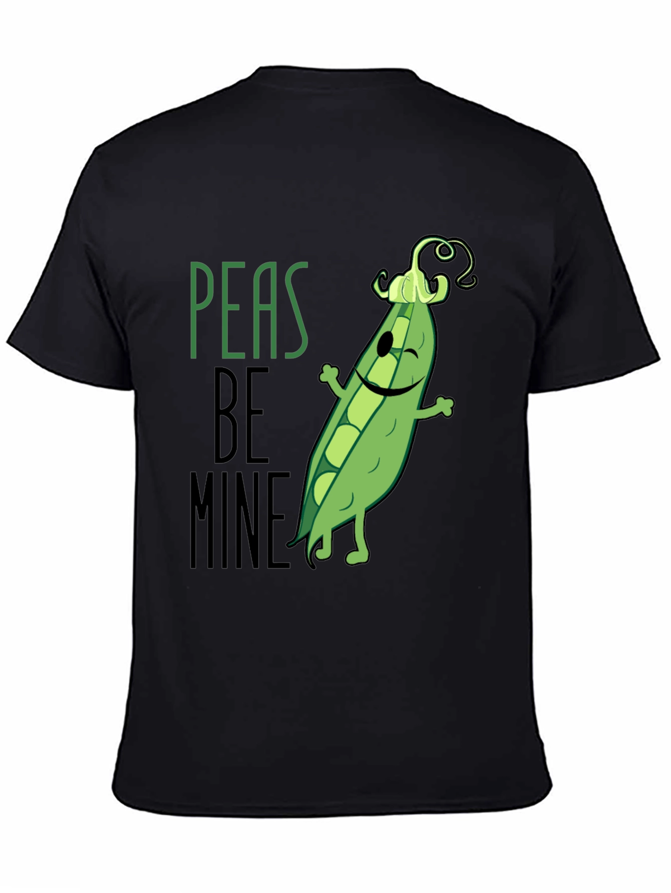 Black Peas Be Mine Graphic T-Shirt - Cute Food Pun Tee view 4