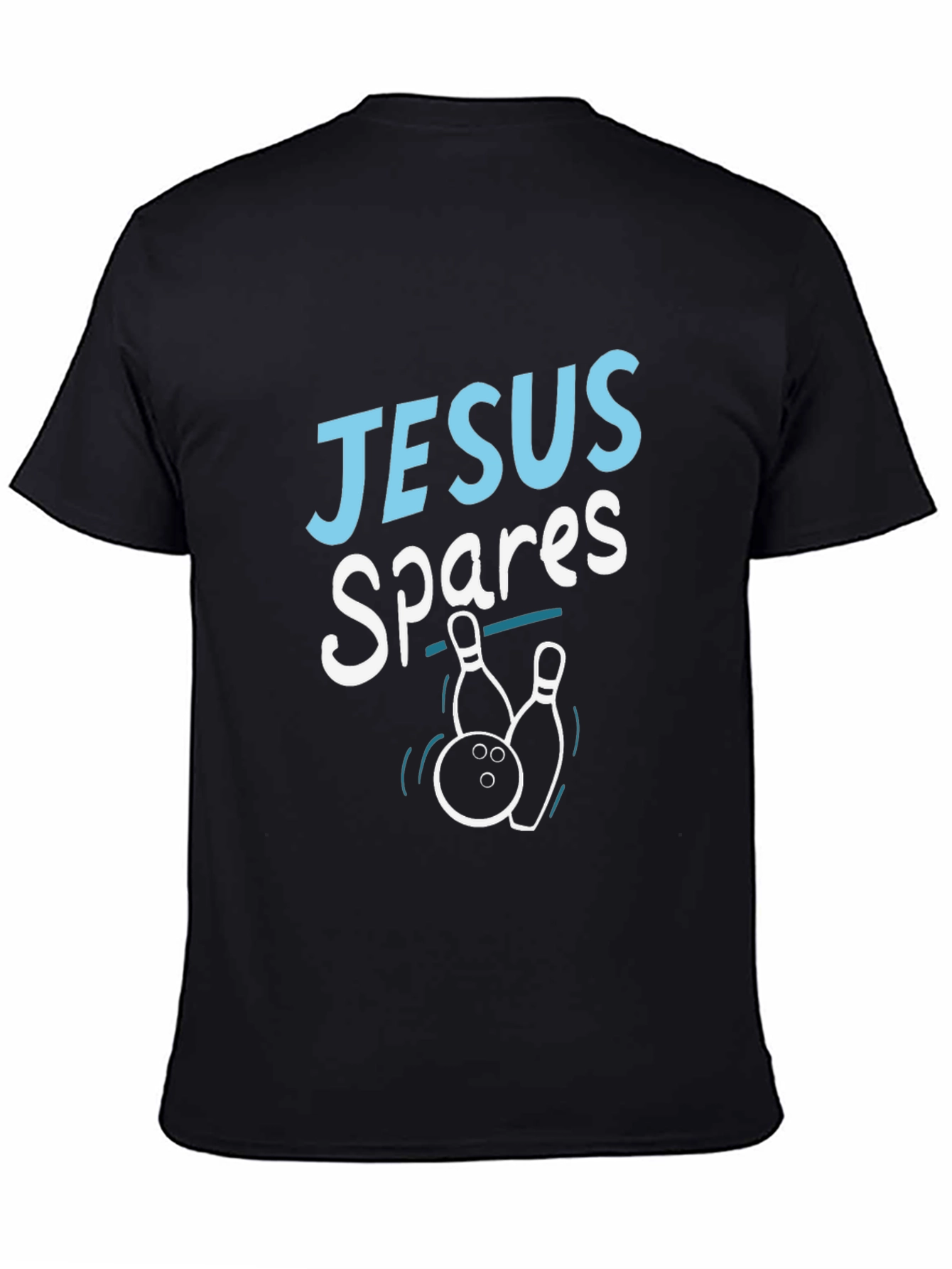 Black Jesus Spares Bowling T-Shirt - Religious Humor Tee view 4