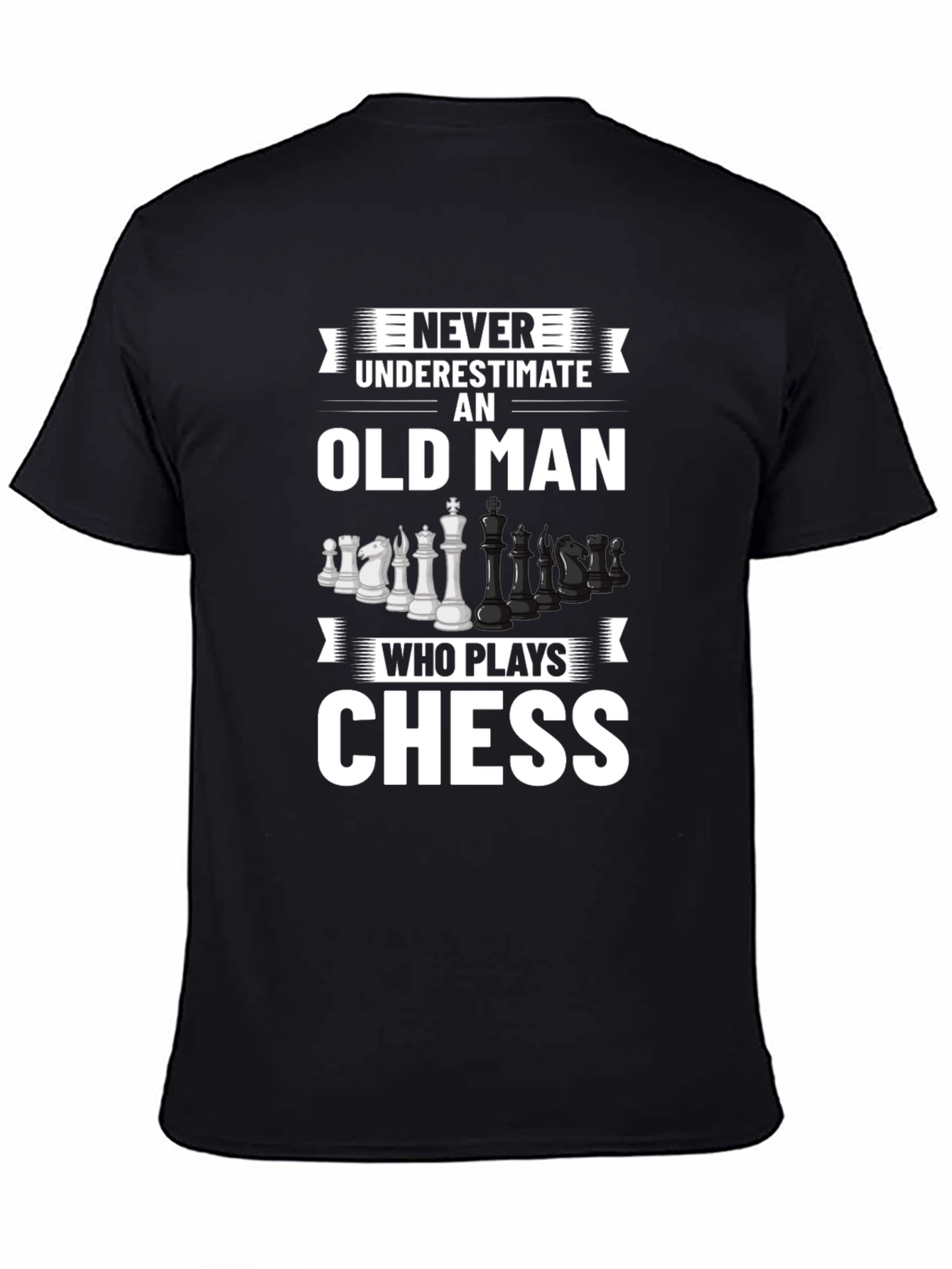 Black Never Underestimate Chess Old Man T-Shirt view 4