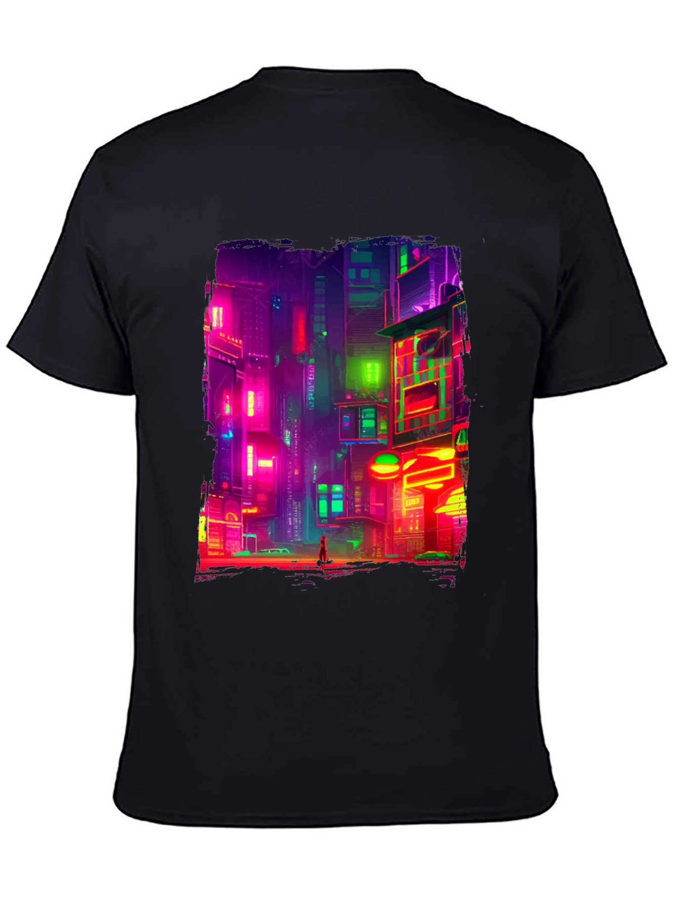 Black Cyberpunk Cityscape Graphic Tee view 4