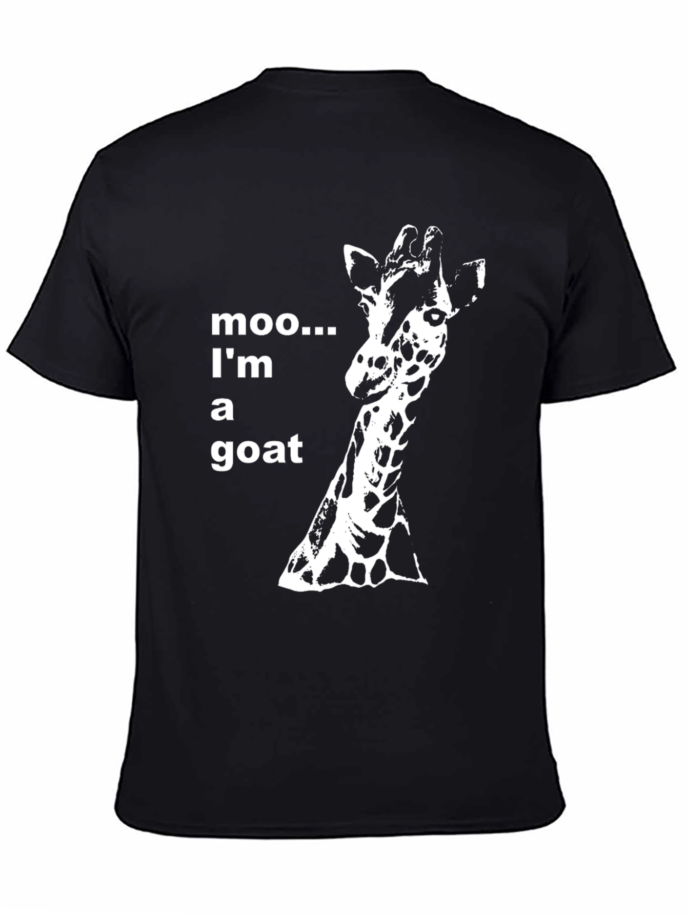 Black Funny Giraffe T-Shirt - Moo I'm a Goat Black Tee view 4