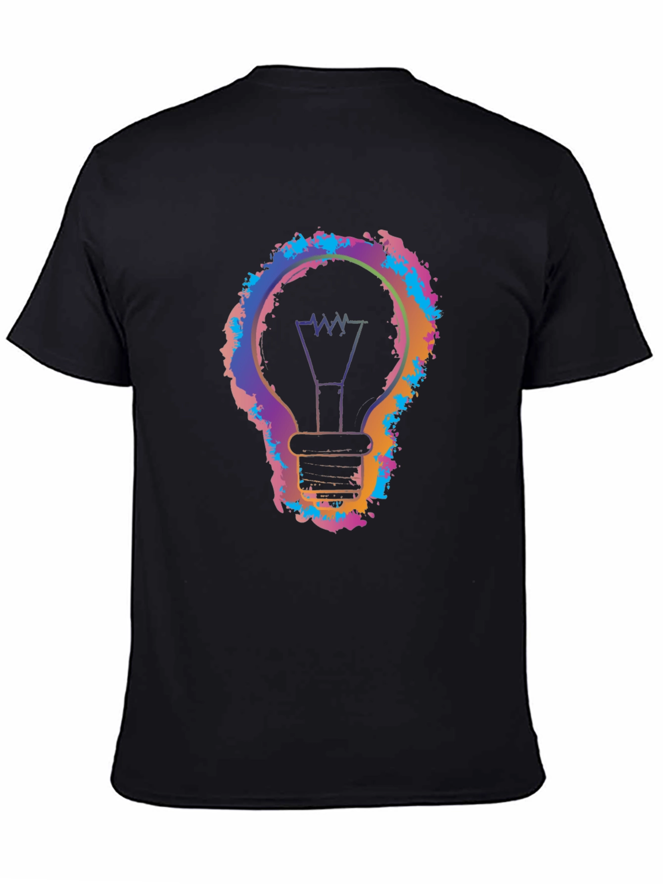 Black Colorful Light Bulb Graphic Black T-Shirt view 4
