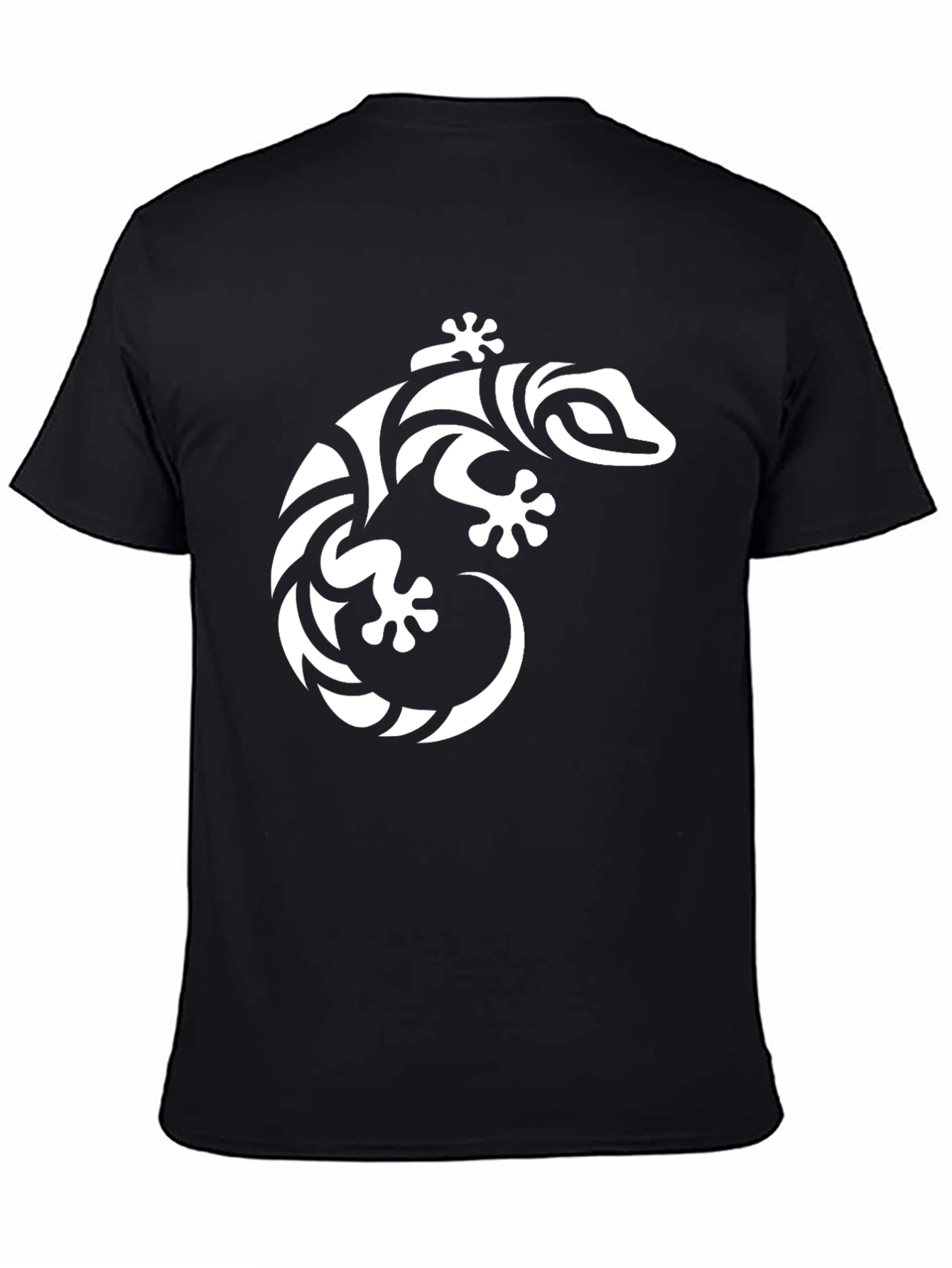 Black Tribal Gecko Graphic Tee - Black Cotton Shirt view 4