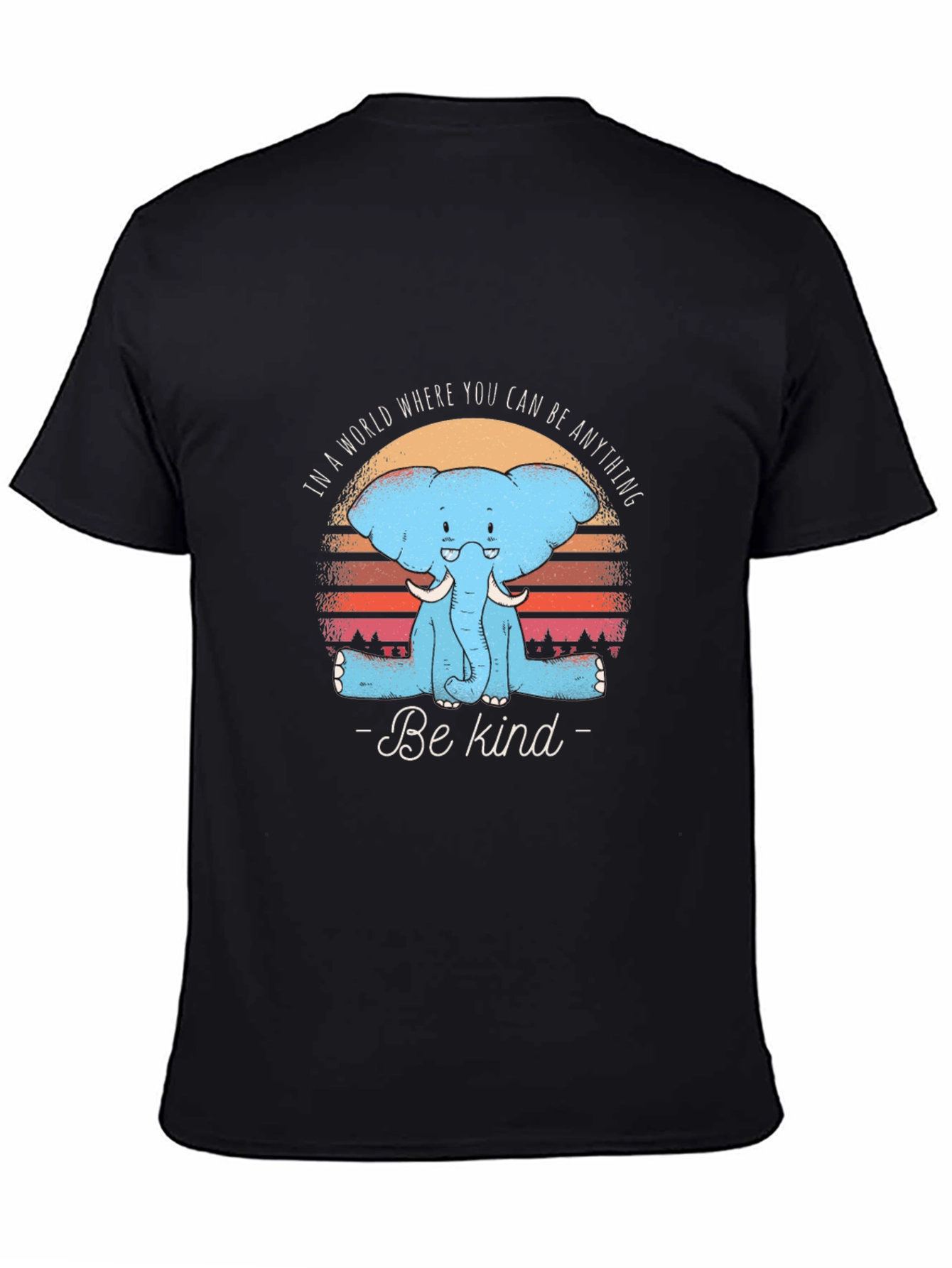 Black Be Kind Elephant T-Shirt - Soft Cotton Tee view 4