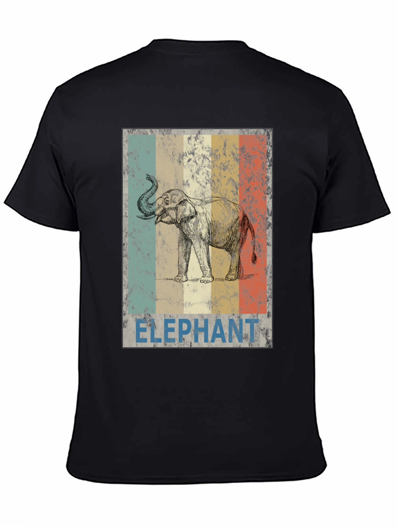 Black Vintage Elephant Graphic Tee - Black Cotton Blend view 4