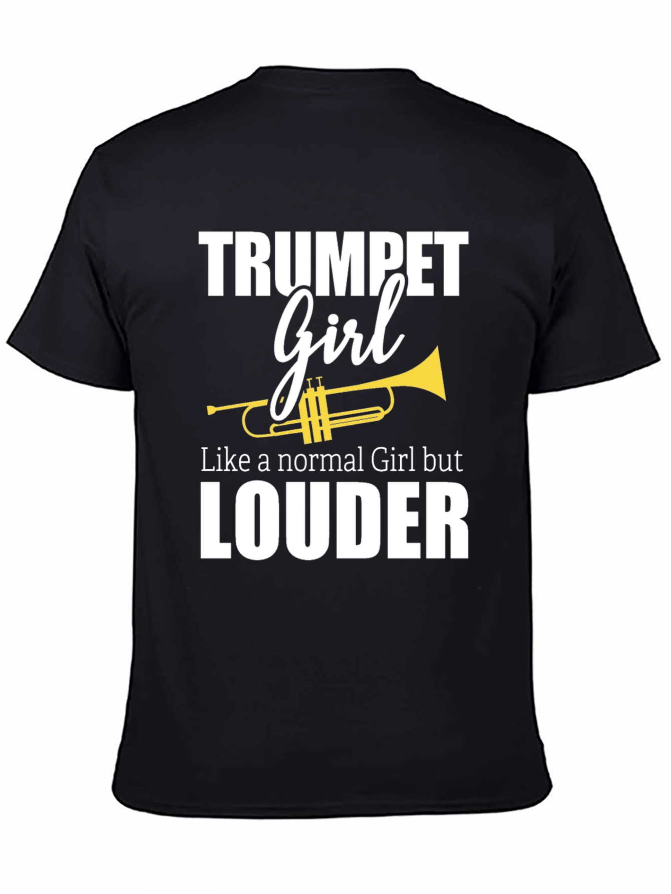 Black Trumpet Girl T-Shirt - Loud & Proud Musician Tee view 4