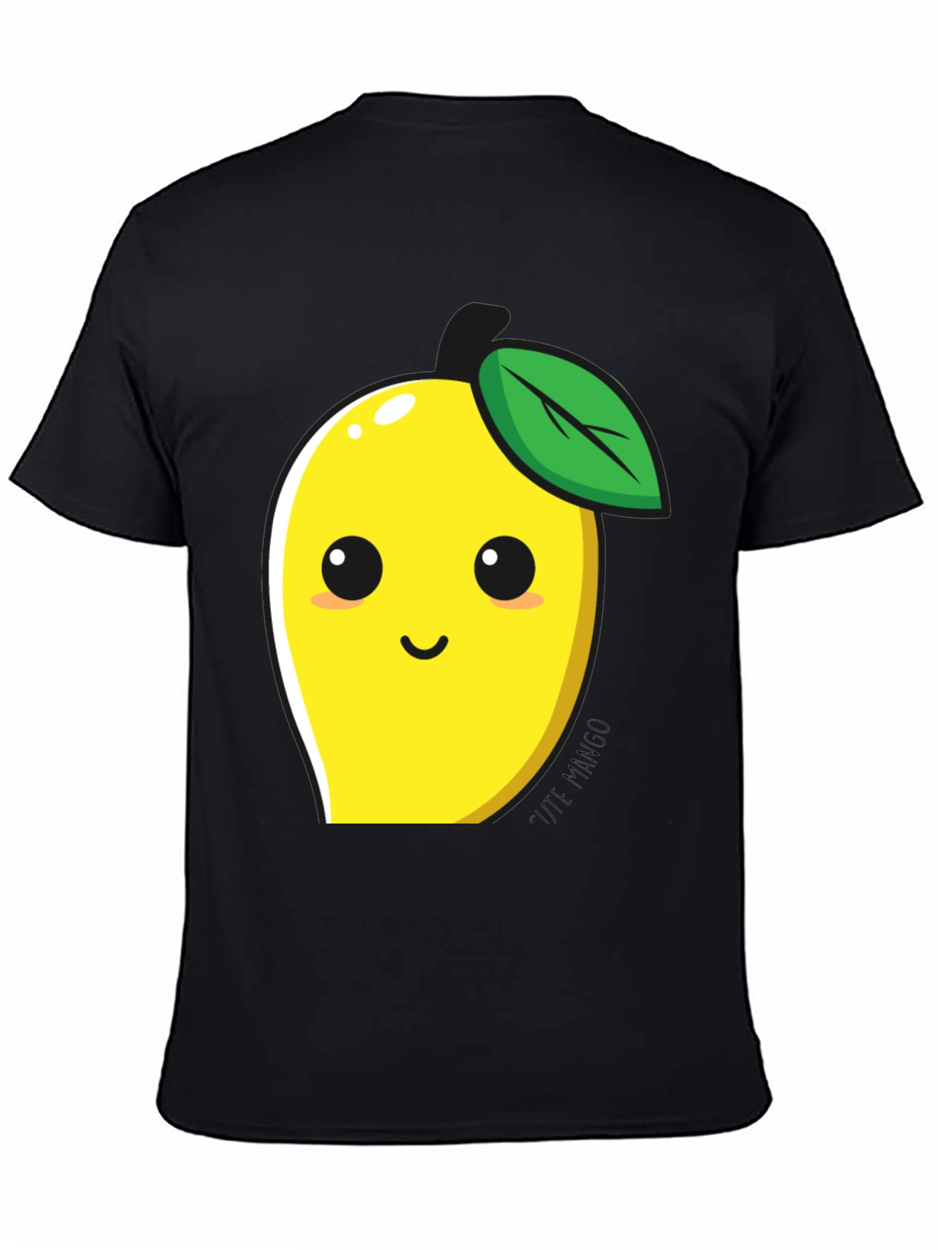 Black Cute Mango Graphic T-Shirt - Black Cotton Blend view 4