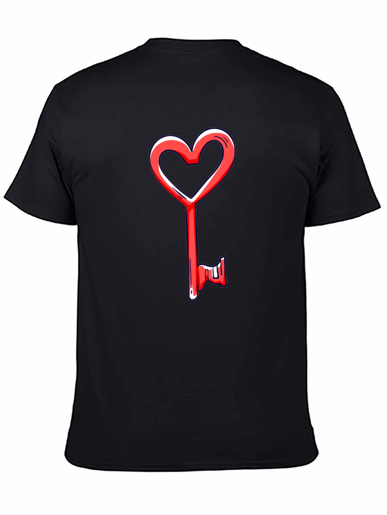 Black Heart Key Graphic Tee - Black Cotton Casual view 4