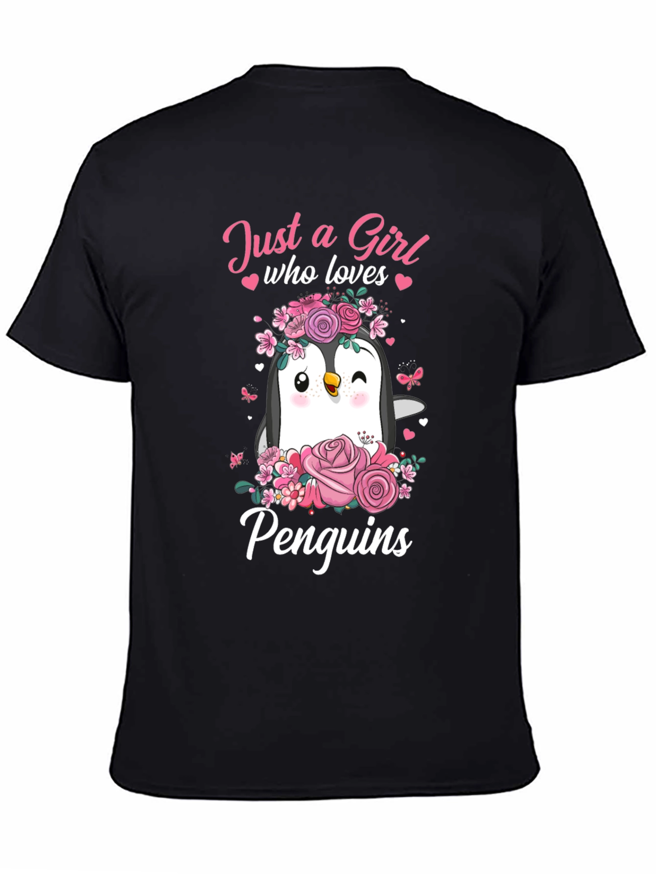 Black Penguin Lover T-Shirt - Just A Girl Who Loves Penguins view 4
