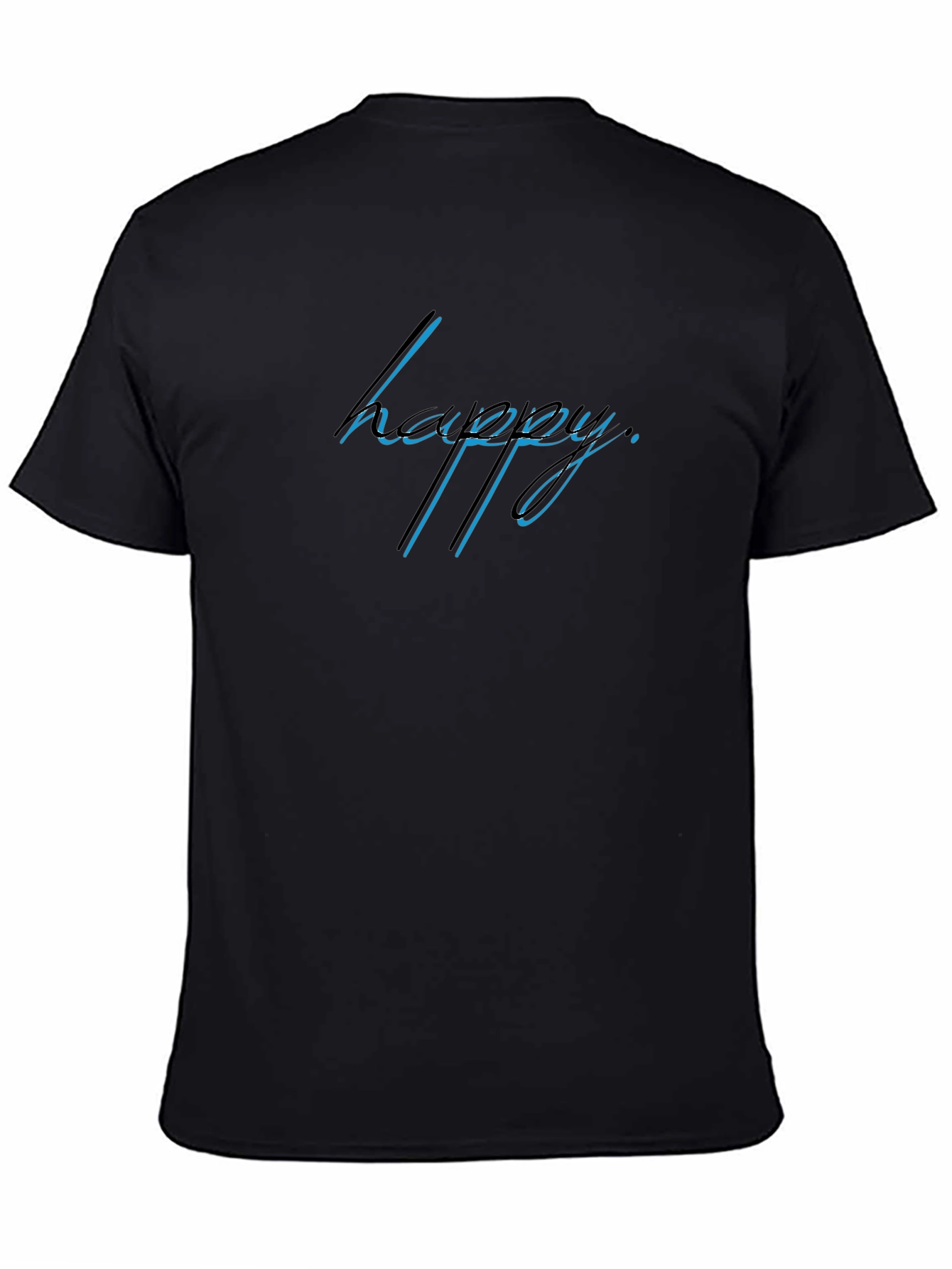 Black Happy Graphic Print Black T-Shirt view 4