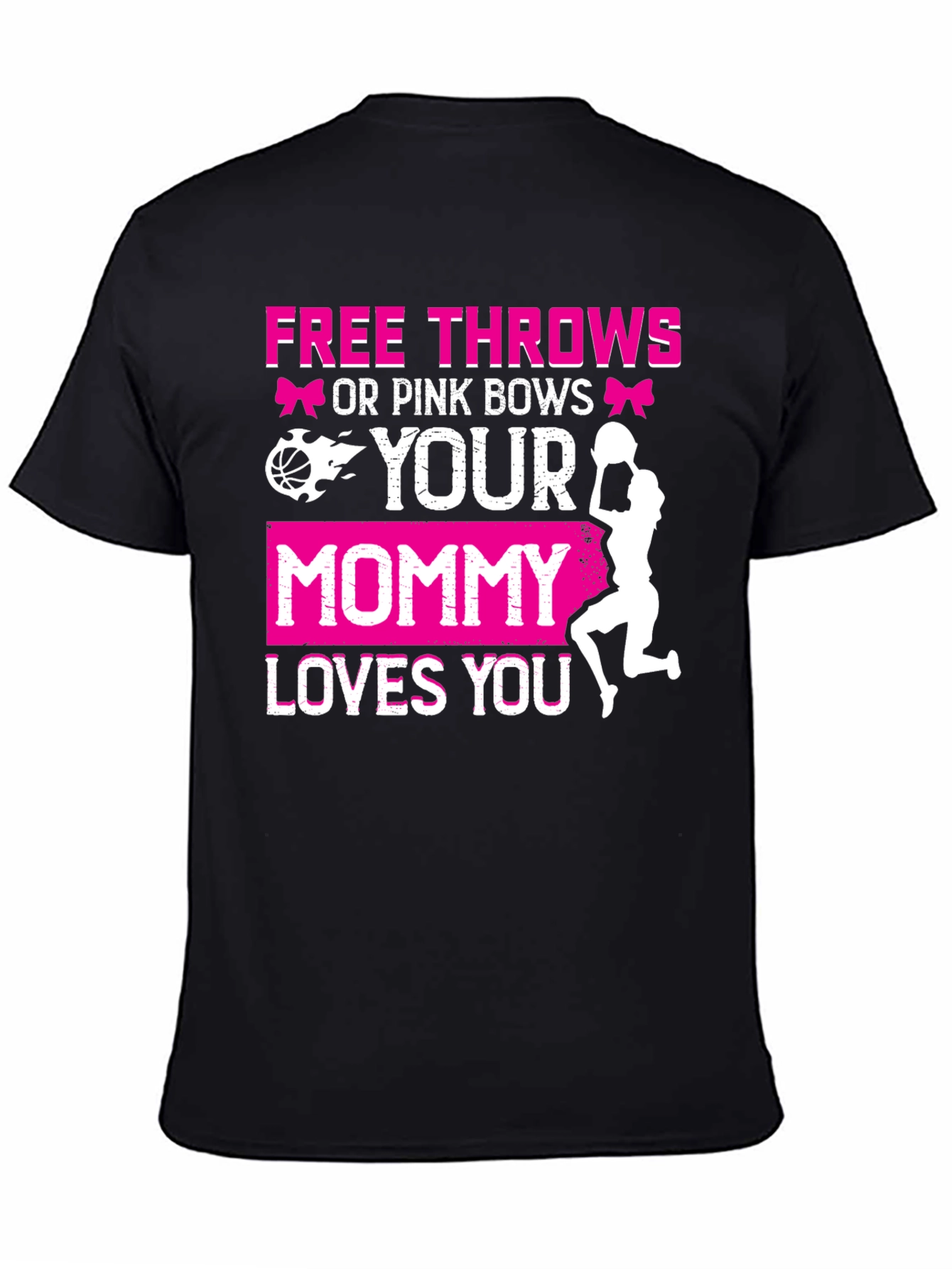 Black Free Throws or Pink Bows T-Shirt view 4