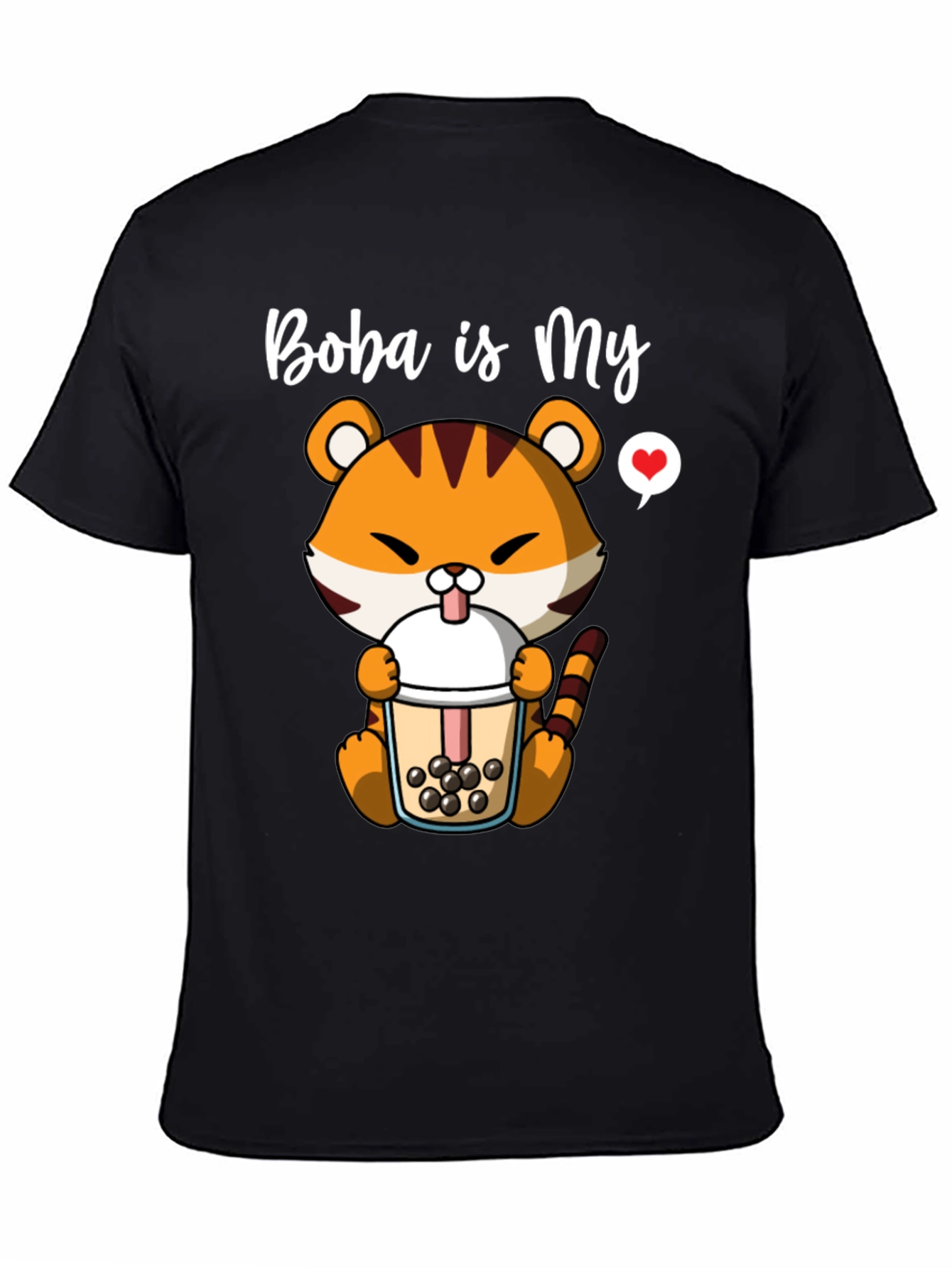 Black Boba is My Love T-Shirt - Cute Tiger Boba Tea Design view 4