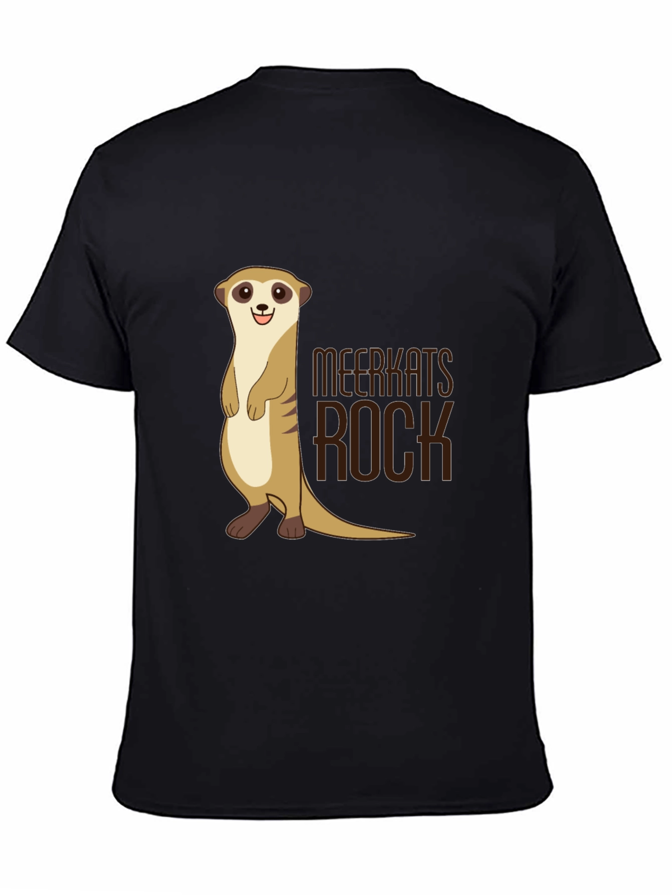 Black Meerkats Rock T-Shirt - Black Cotton Graphic Tee view 4